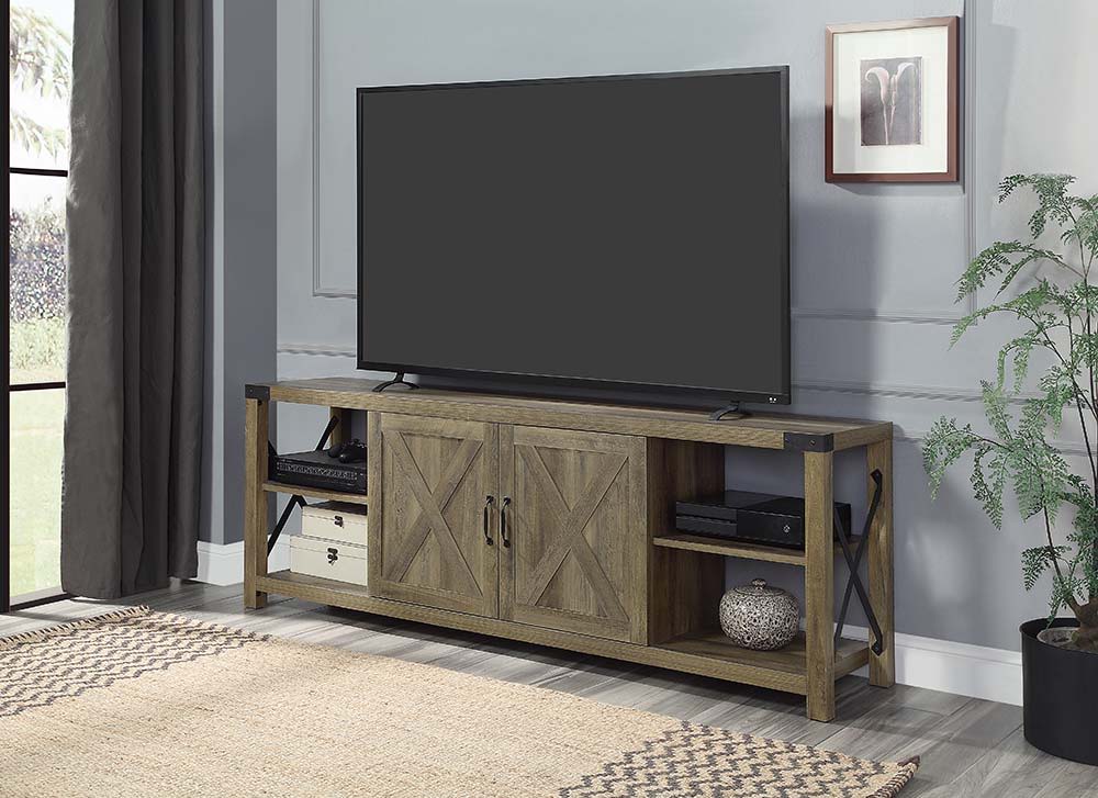 Abiram - TV Stand - Rustic Oak Finish Image