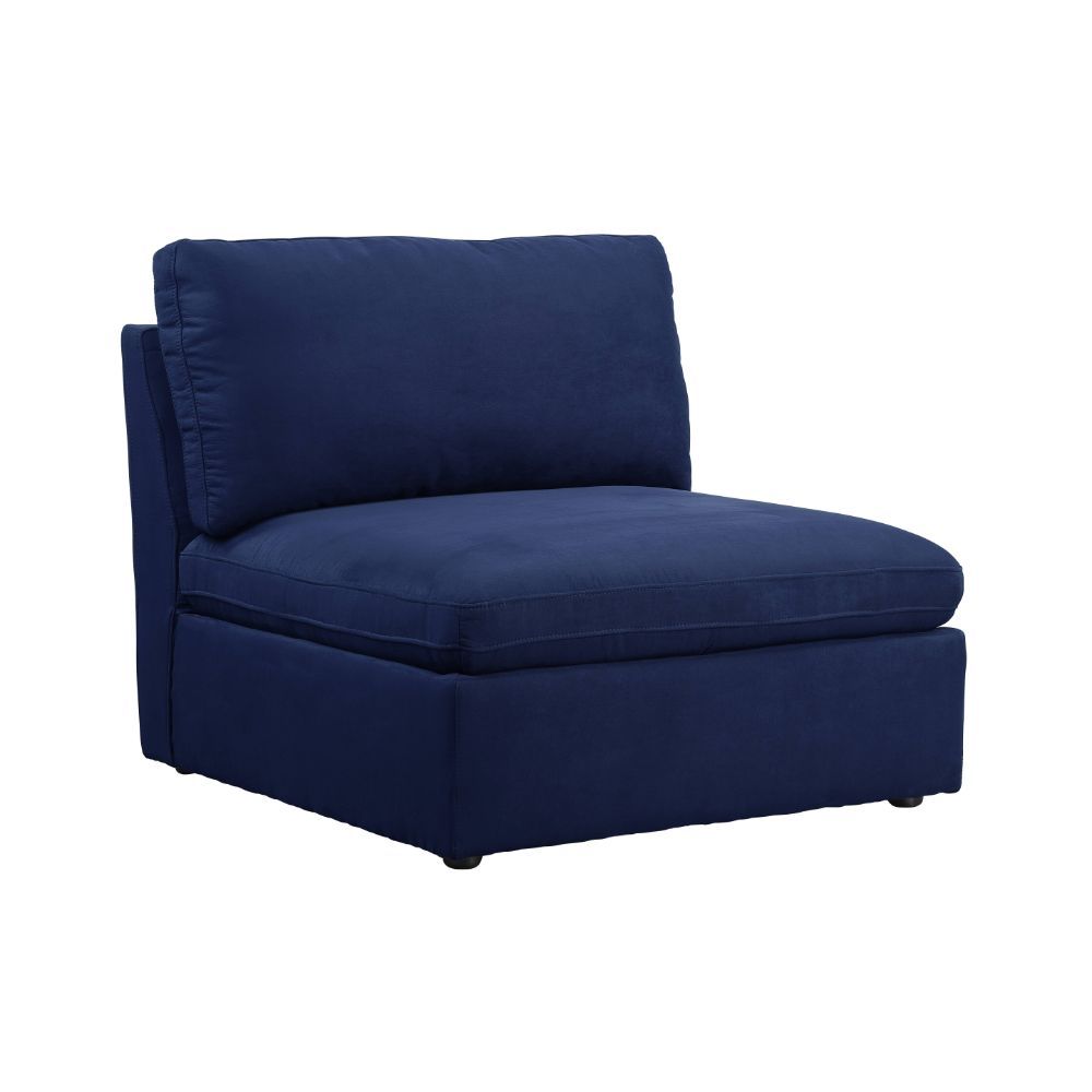 Crosby - Modular Armless Chair - Blue Fabric, blue