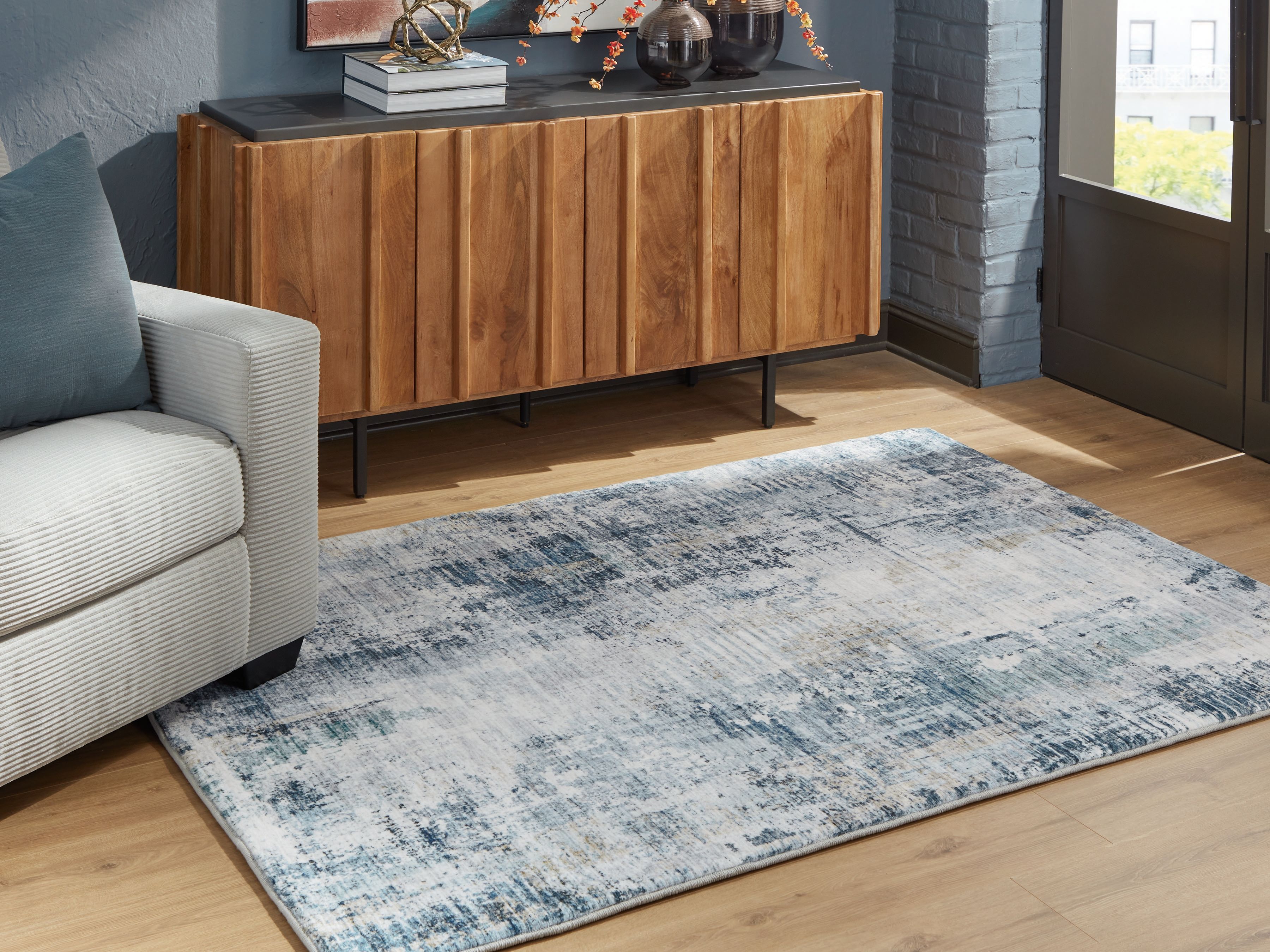 Ashley Furniture Arlenmont - 5' x 7' Rug - Blue / White / Brown - Image 4