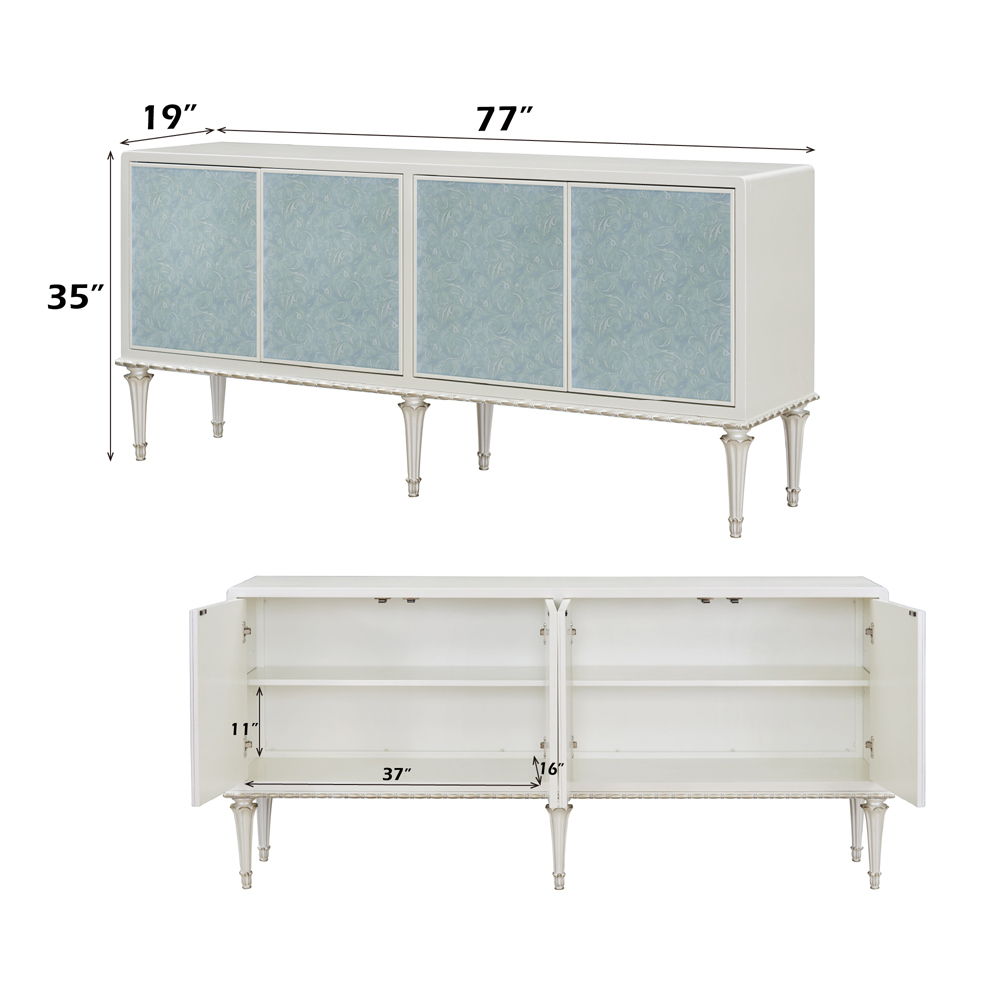 Ansaldo - Console Cabinet - Pearl White & Silver Shimmer, white, view 5