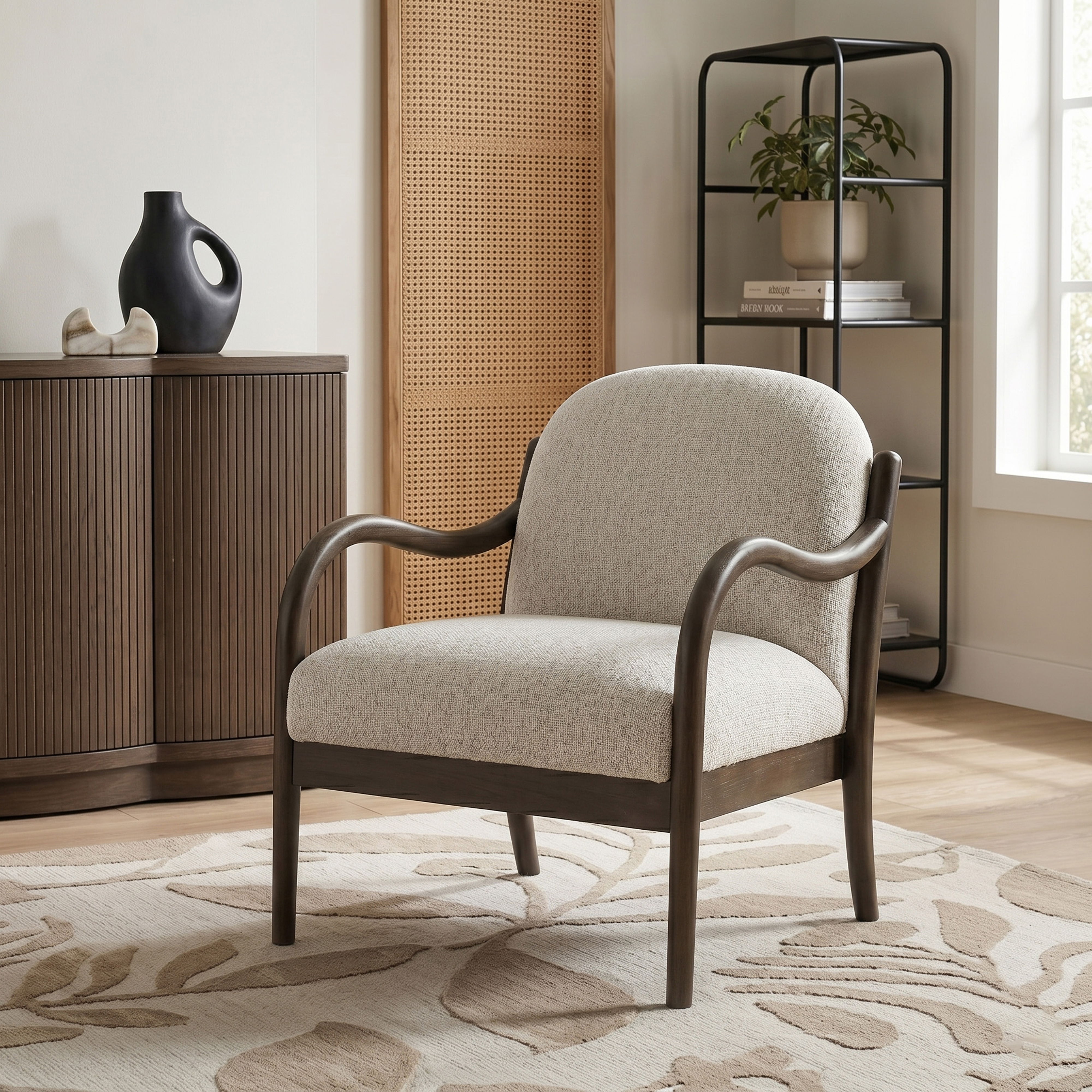 Helmsley - Performance Fabric Upholstered Accent Chair - Cream / Brown