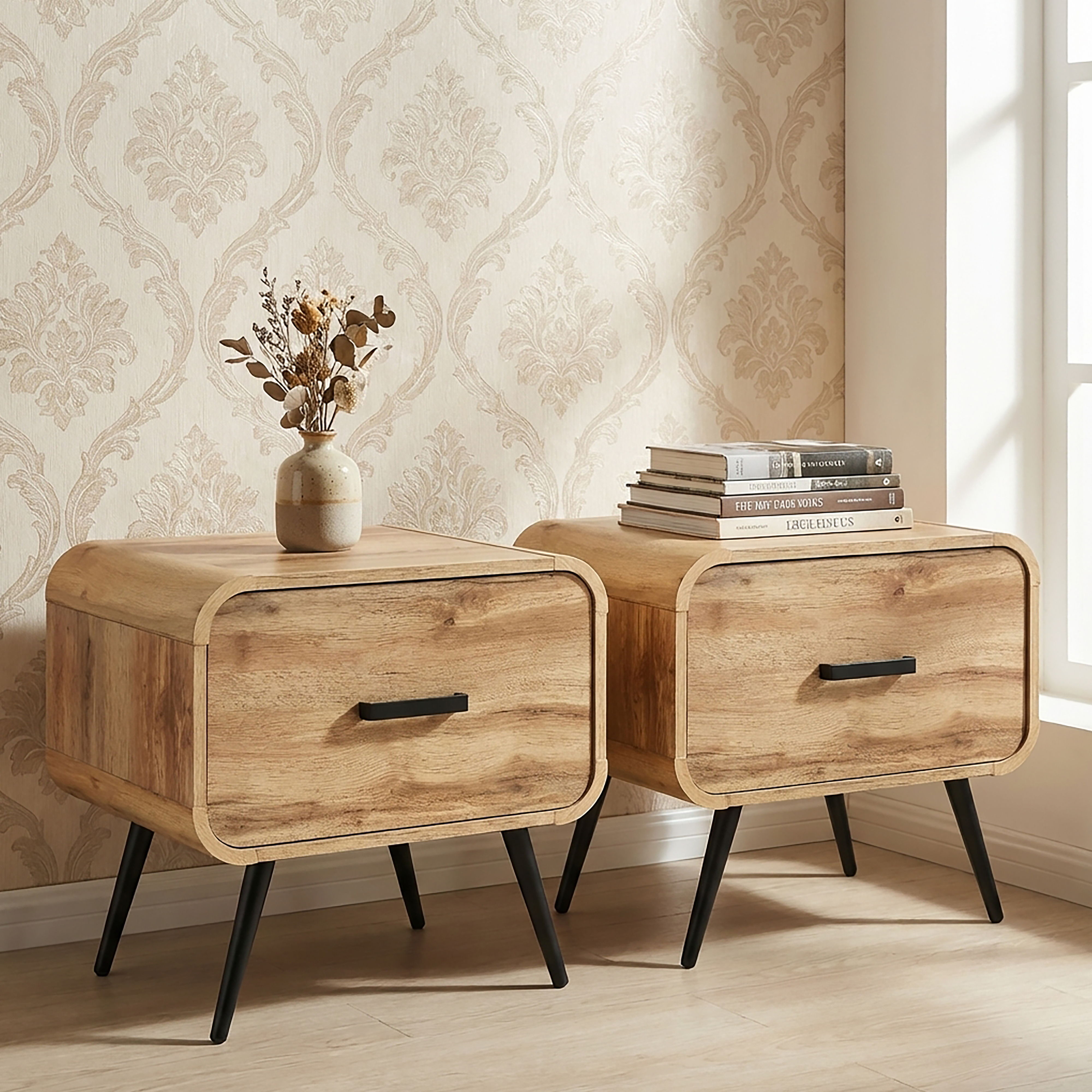 Rowan - One Drawer End Table / Bedside Table (Set of 2) - Natural