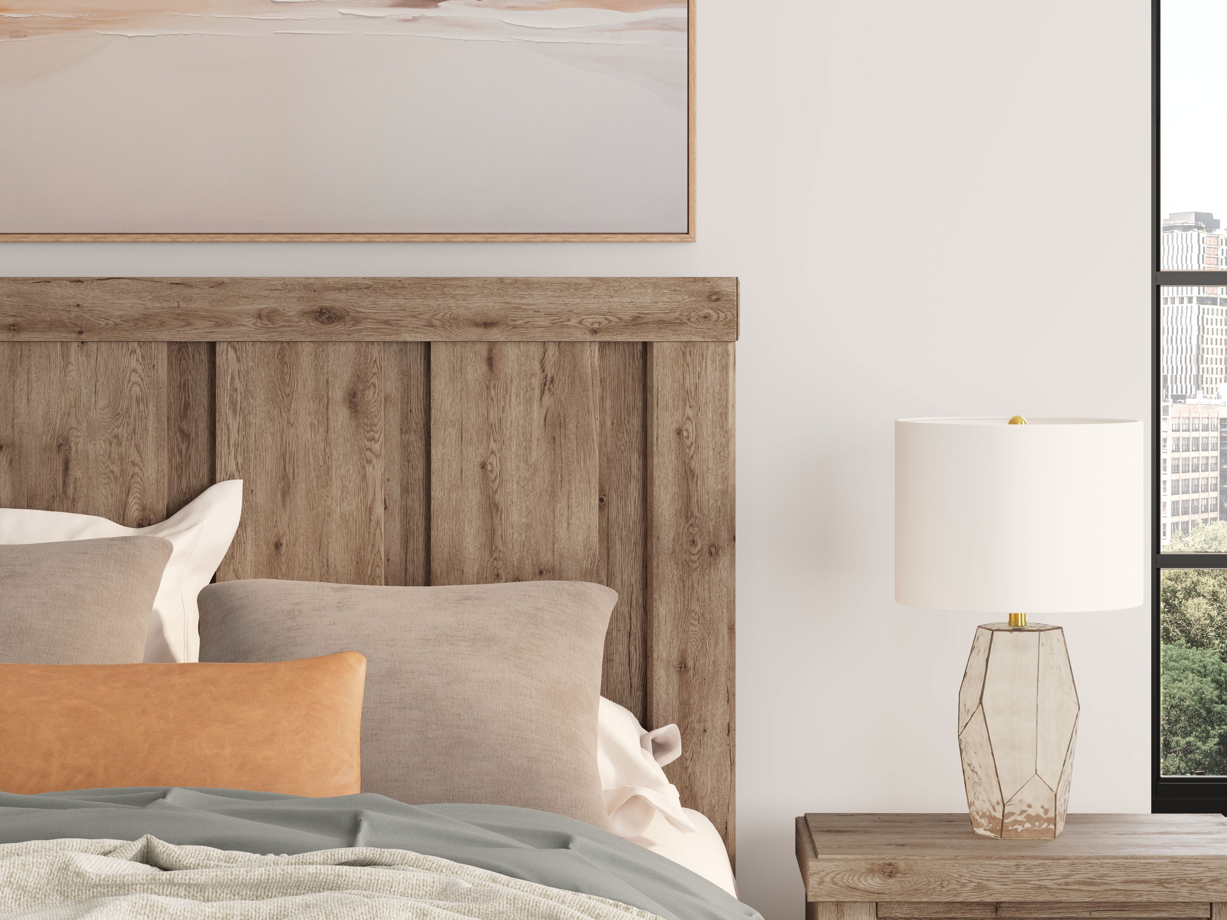 Ashley Furniture Oliandon - Queen Panel Bed - Light Brown - Image 9