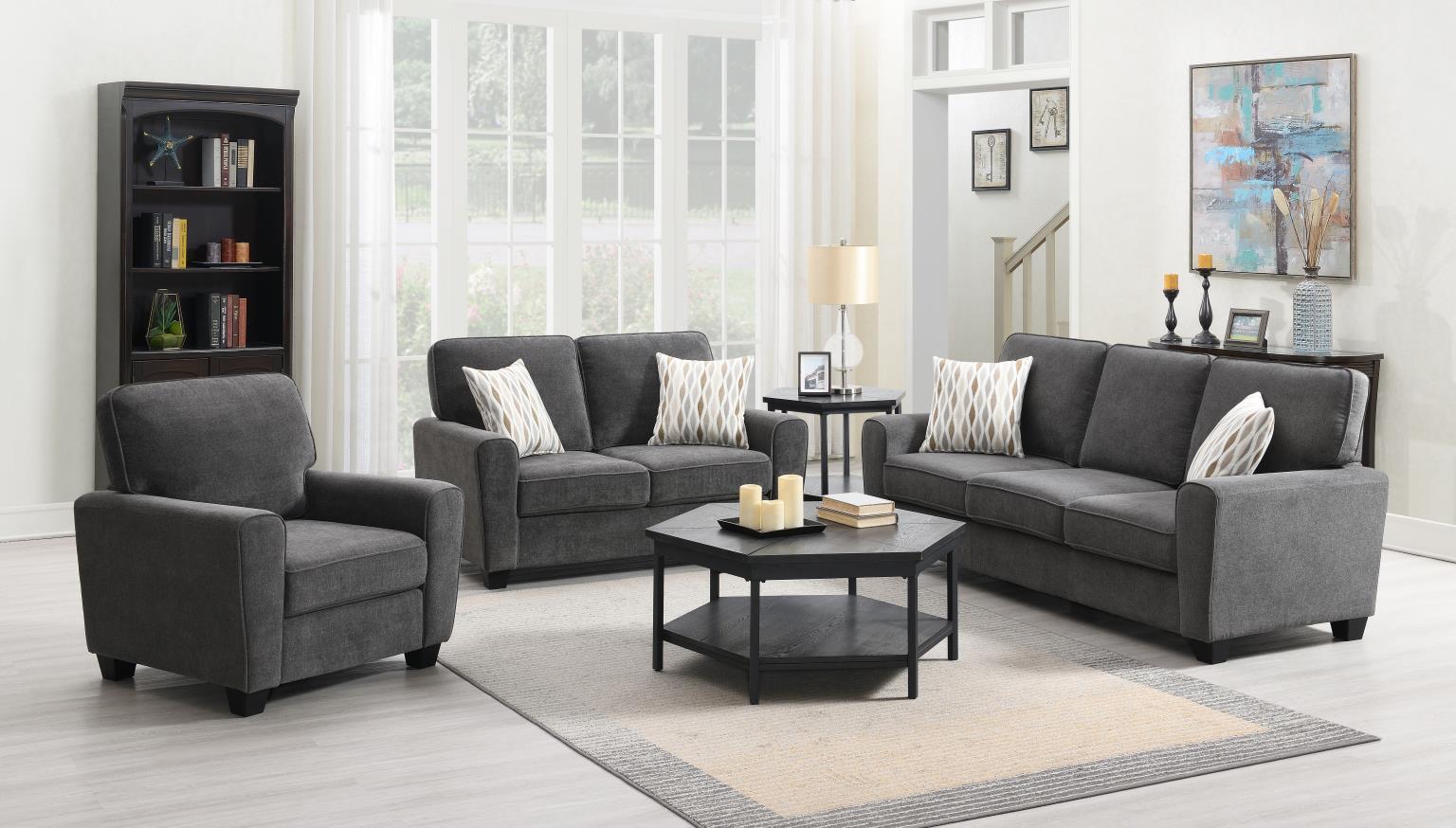 U525 - 2 Piece Living Room Set (Sofa & Loveseat) - Dark Gray