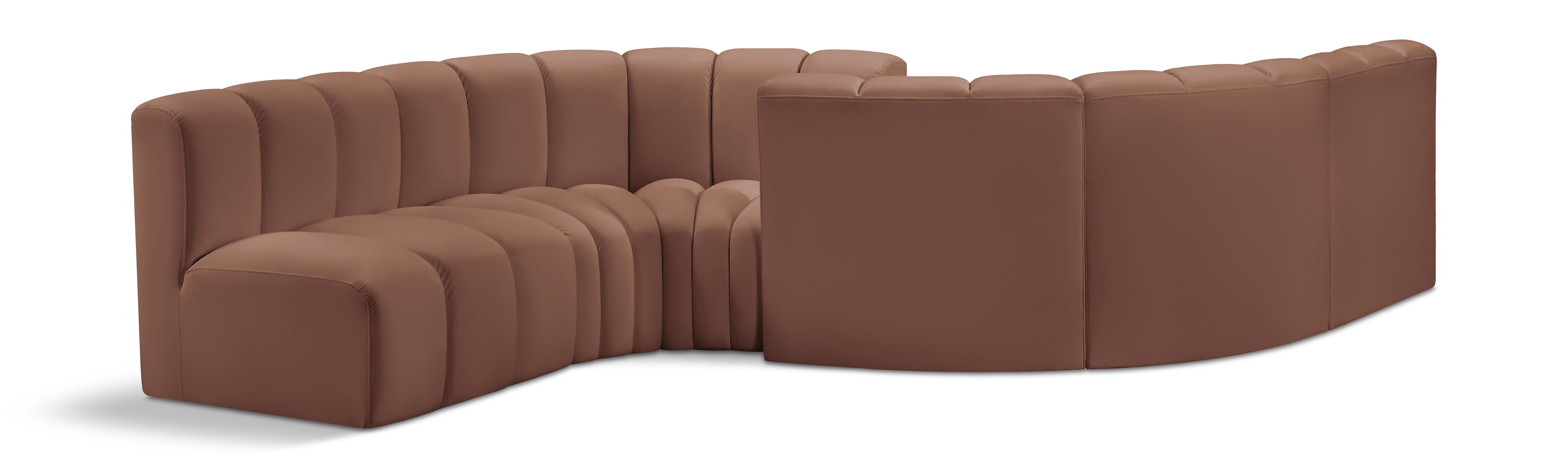 Arc - Faux Leather 6 Piece Modular Sofa - Cognac