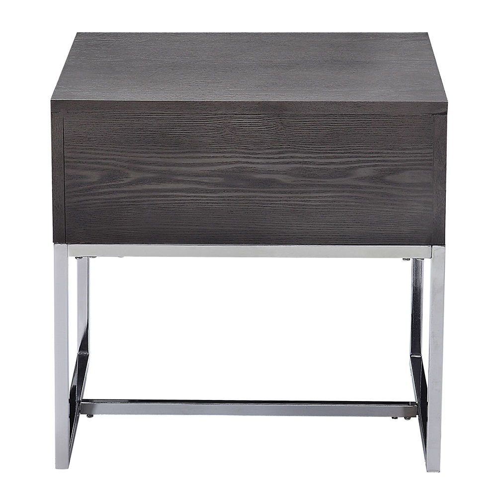 Iban - End Table - Gray Oak & Chrome, dark gray, view 4