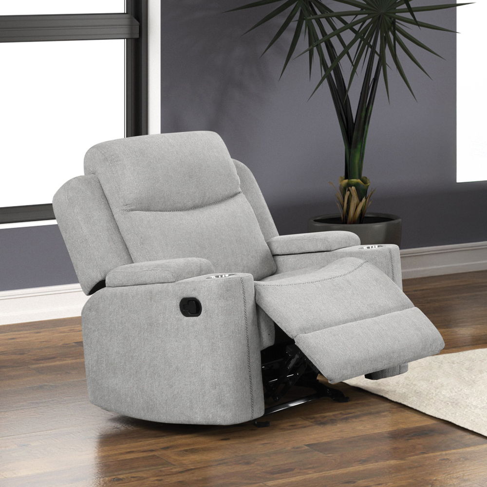 Galya - Motion Glider Recliner - Light Gray Chenille, light gray