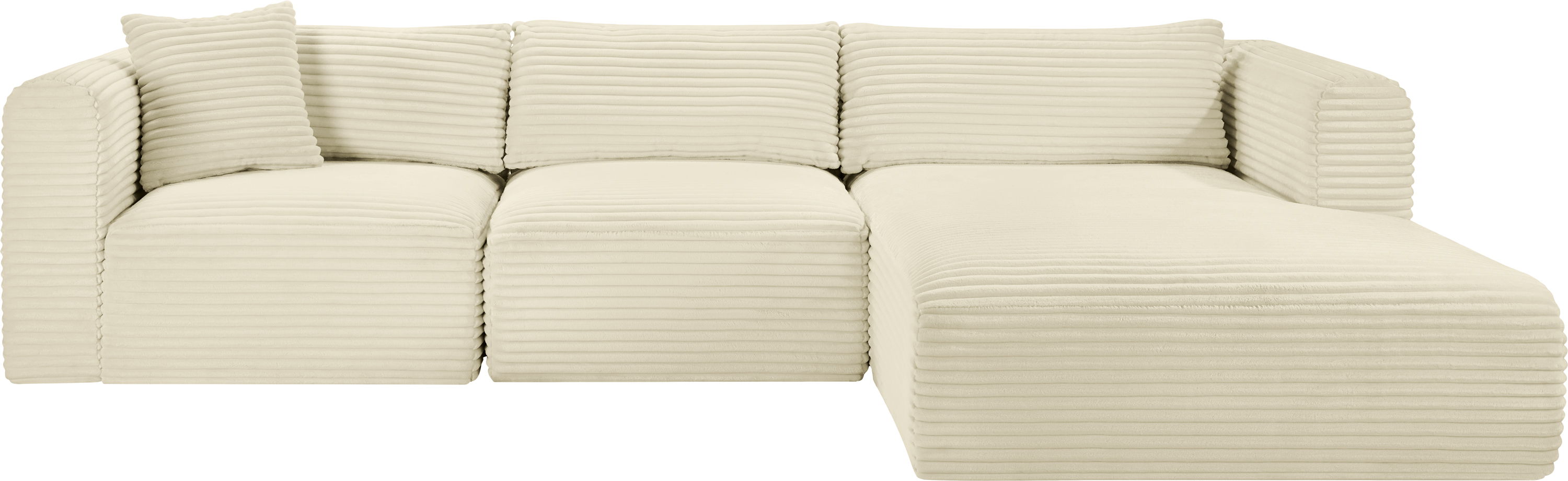 Shaggy - 3 Piece Modular Sectional - Cream