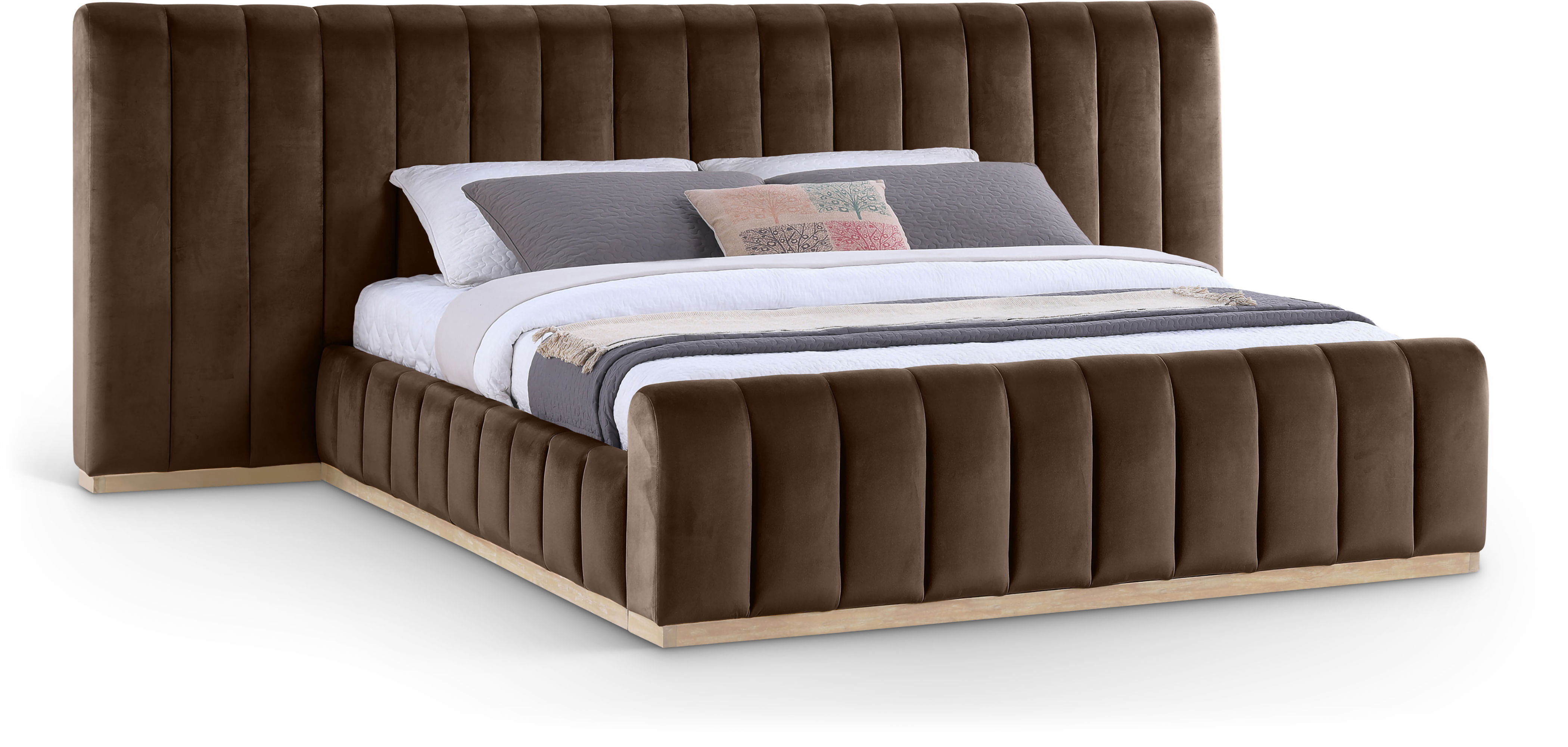 Amara - Velvet Upholstered King Bed - Brown