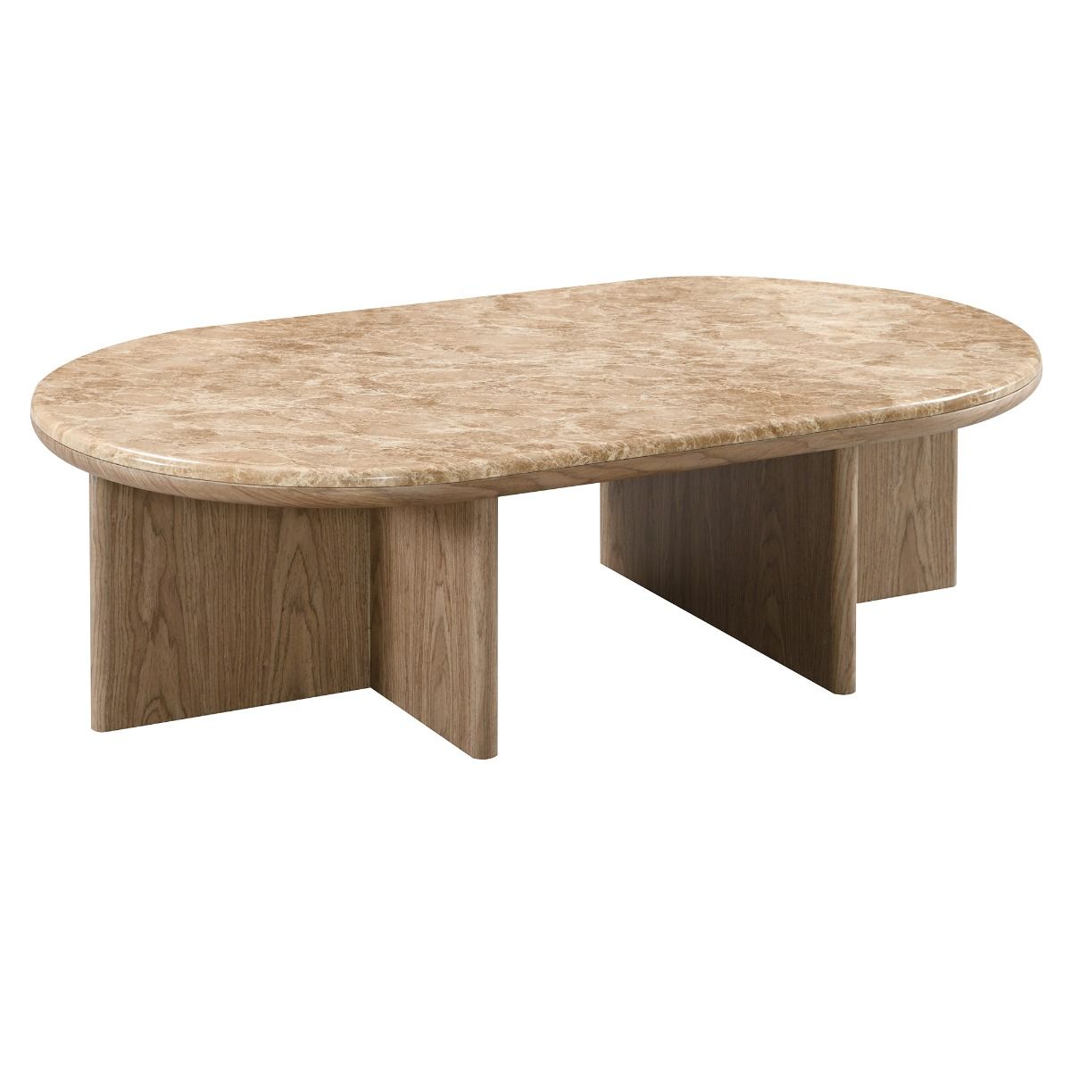 Markku - Coffee Table With Natural Marble - Oak, dark brown, view 3