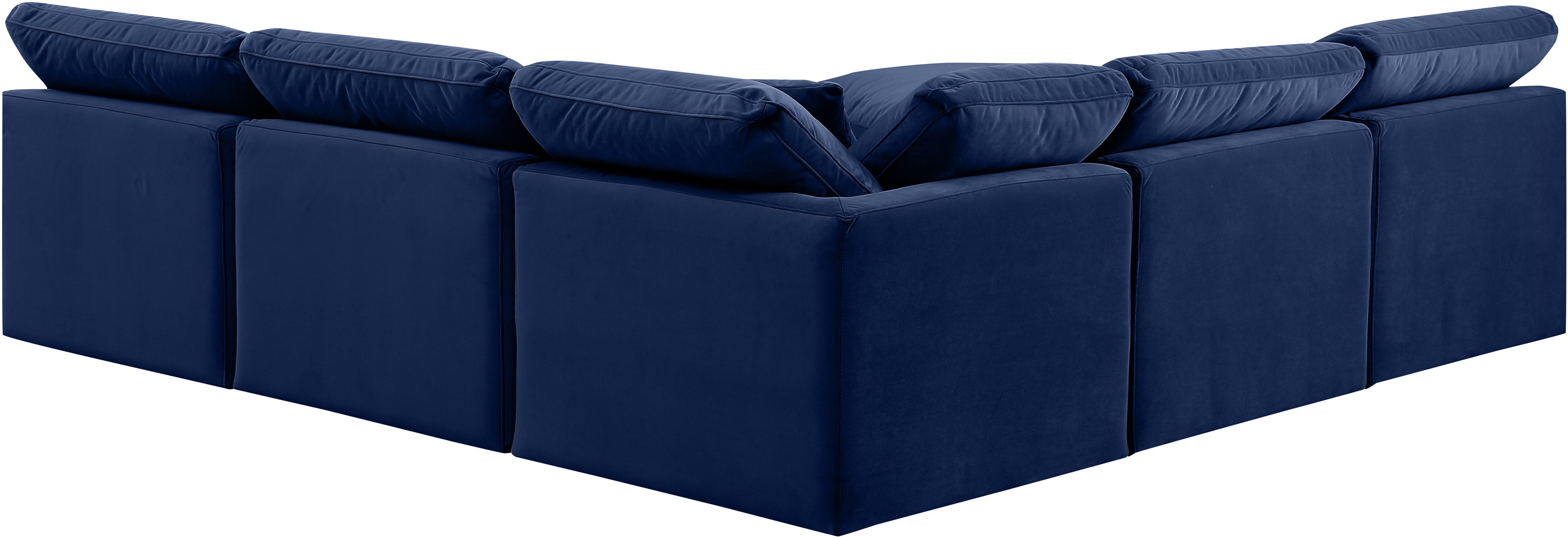 Indulge - Velvet 5 Piece Modular Corner Armless Sectional - Blue