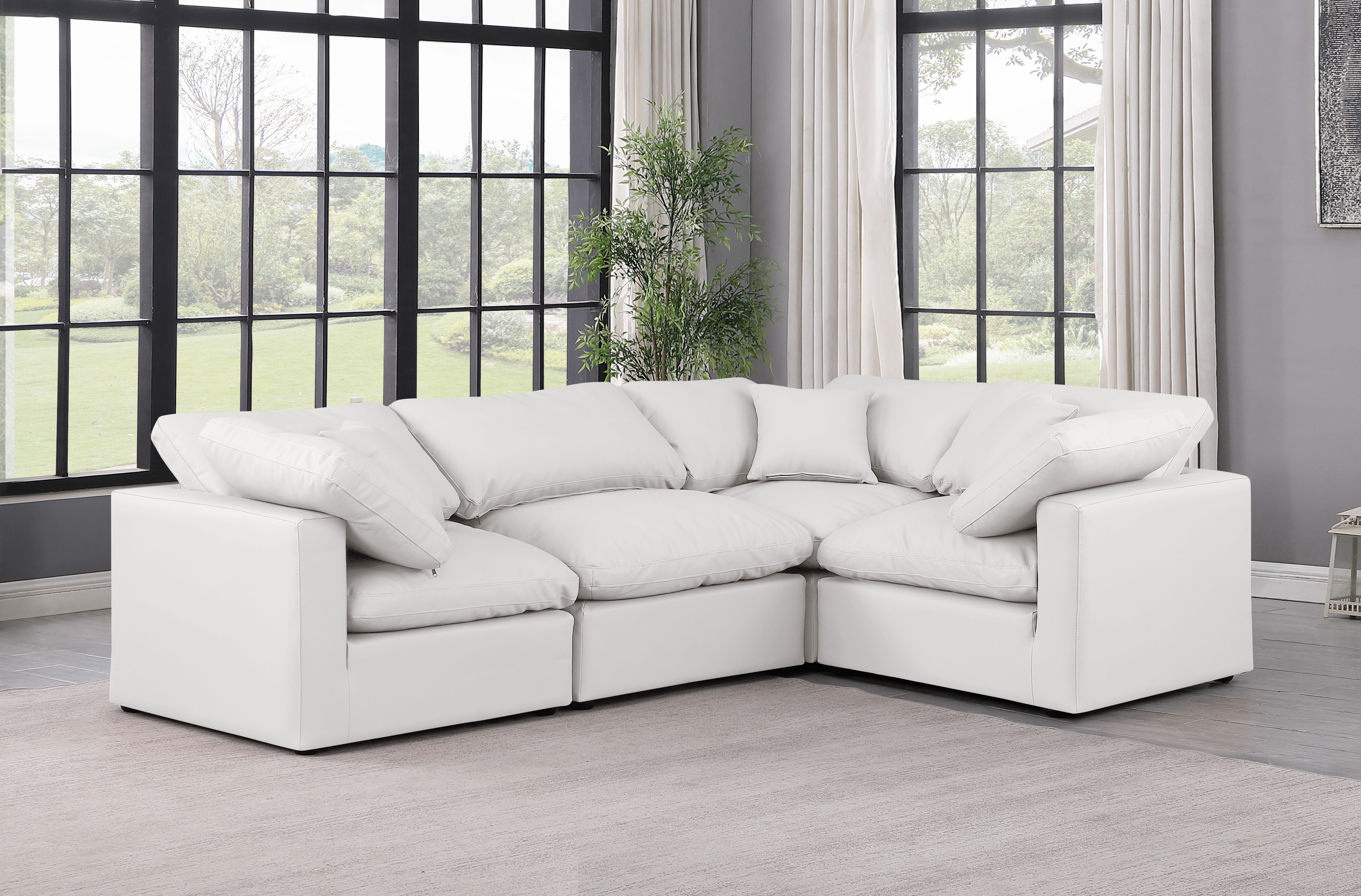 Indulge - Faux Leather 4 Piece Modular Corner Sectional - Cream
