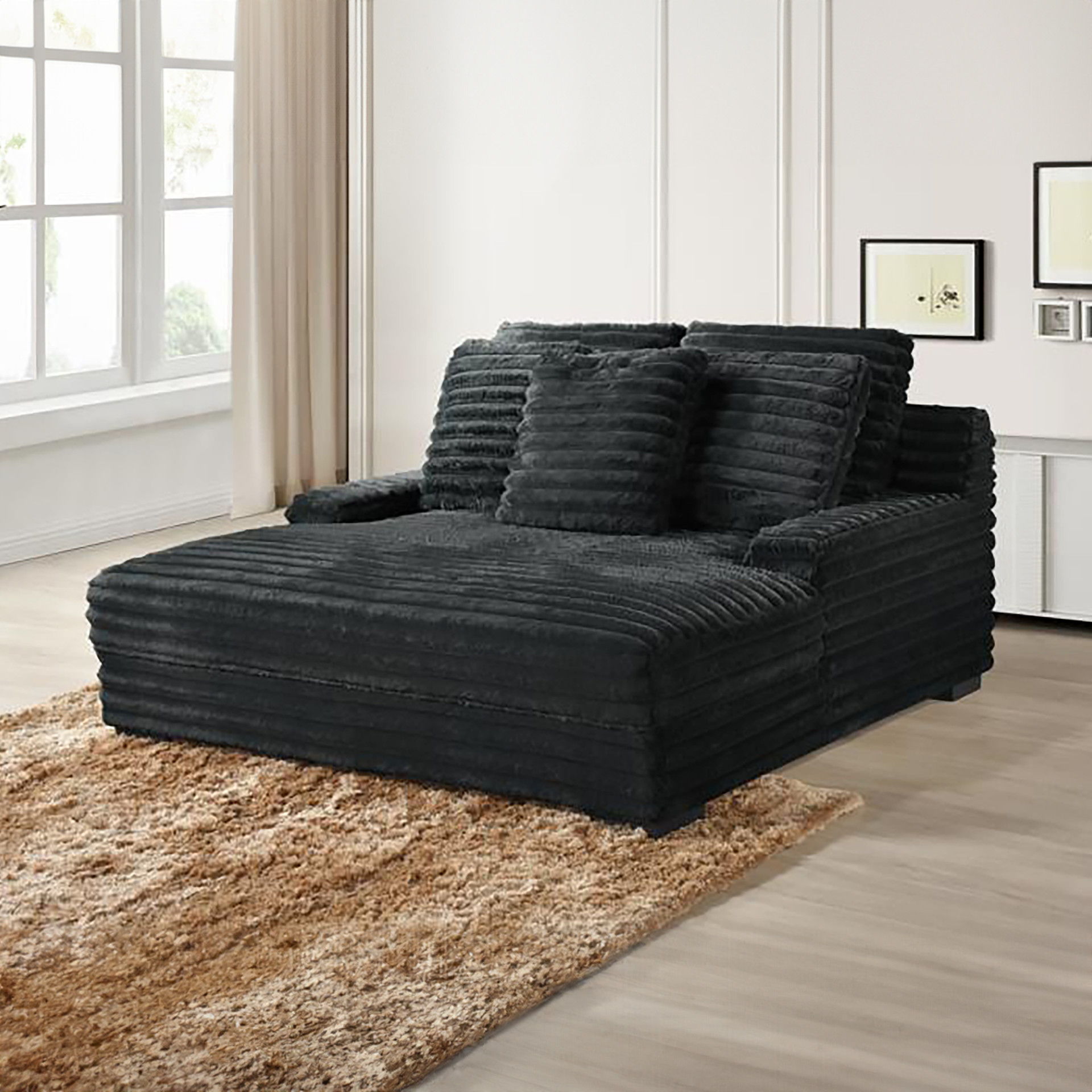 Embrace - Dual Chaise Lounge - Charcoal, black