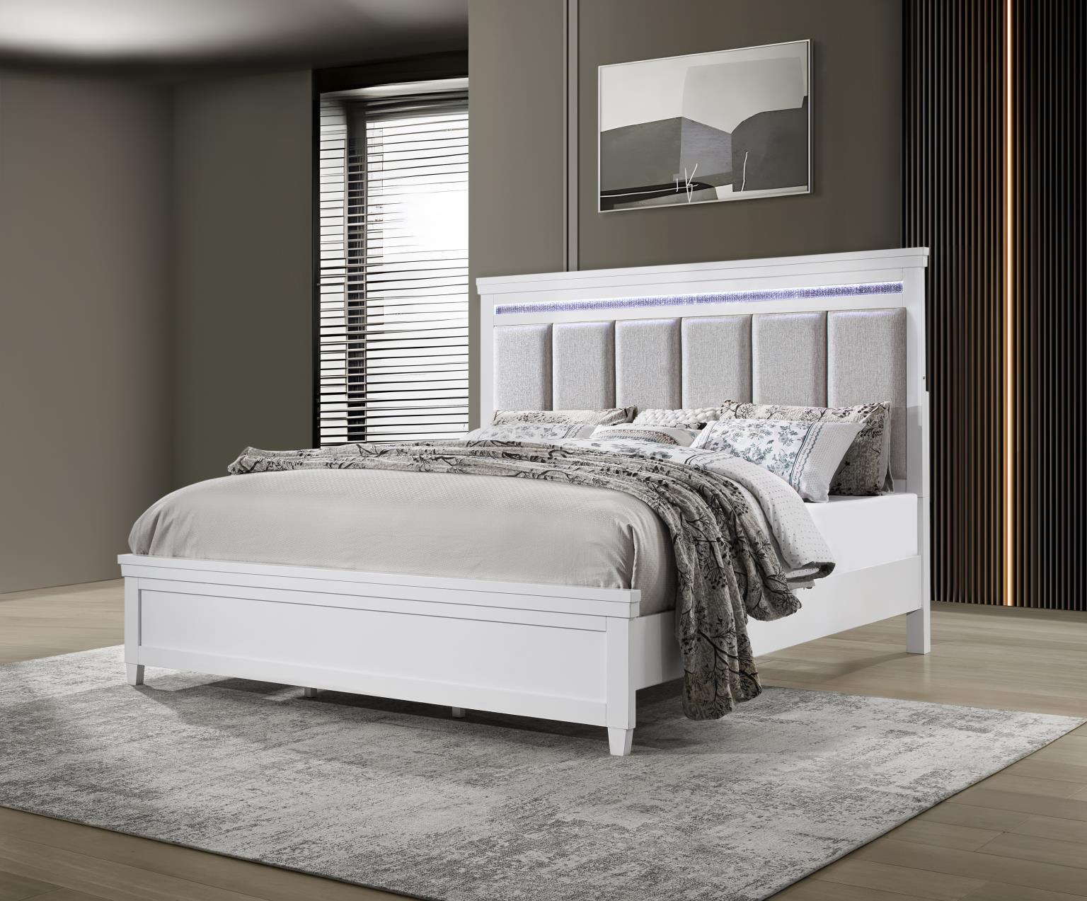 B230 - LED King Bed - White