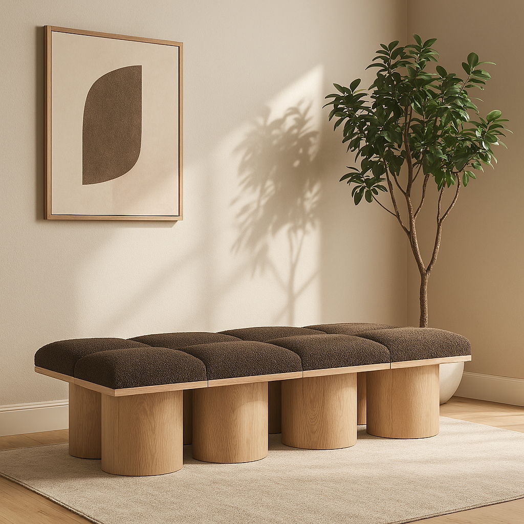 Pavilion - 72" 8 Piece Modular Bench With Natural Base - Brown