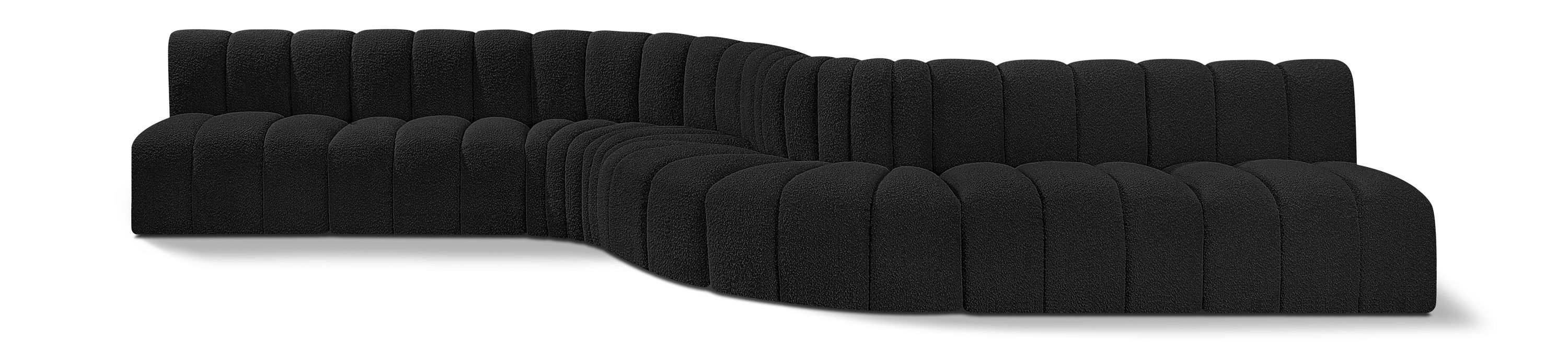 Arc - Boucle Fabric 8 Piece Curved Modular Sofa - Black