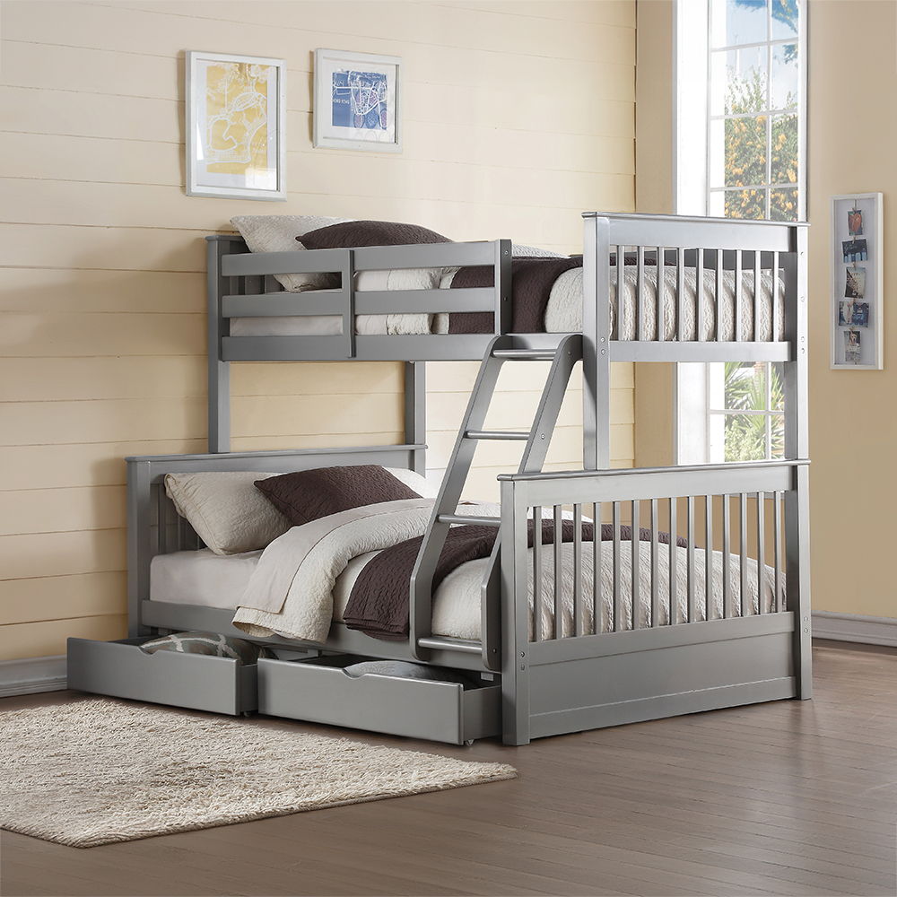 Haley II - Twin Over Full Bunk Bed With Storage - Gray, dark gray, view 5