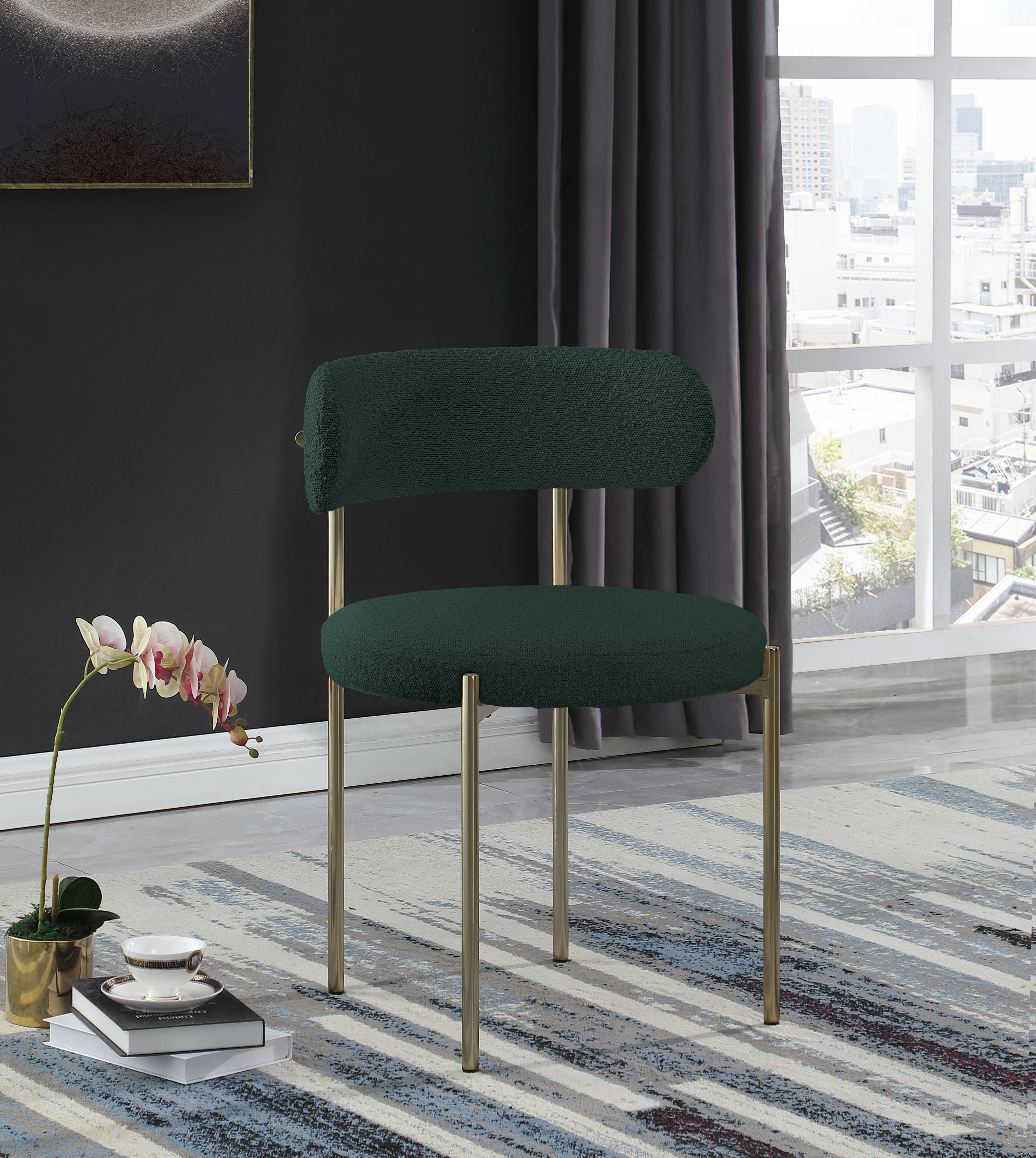 Beacon - Boucle Fabric Dining Chair (Set of 2) - Green