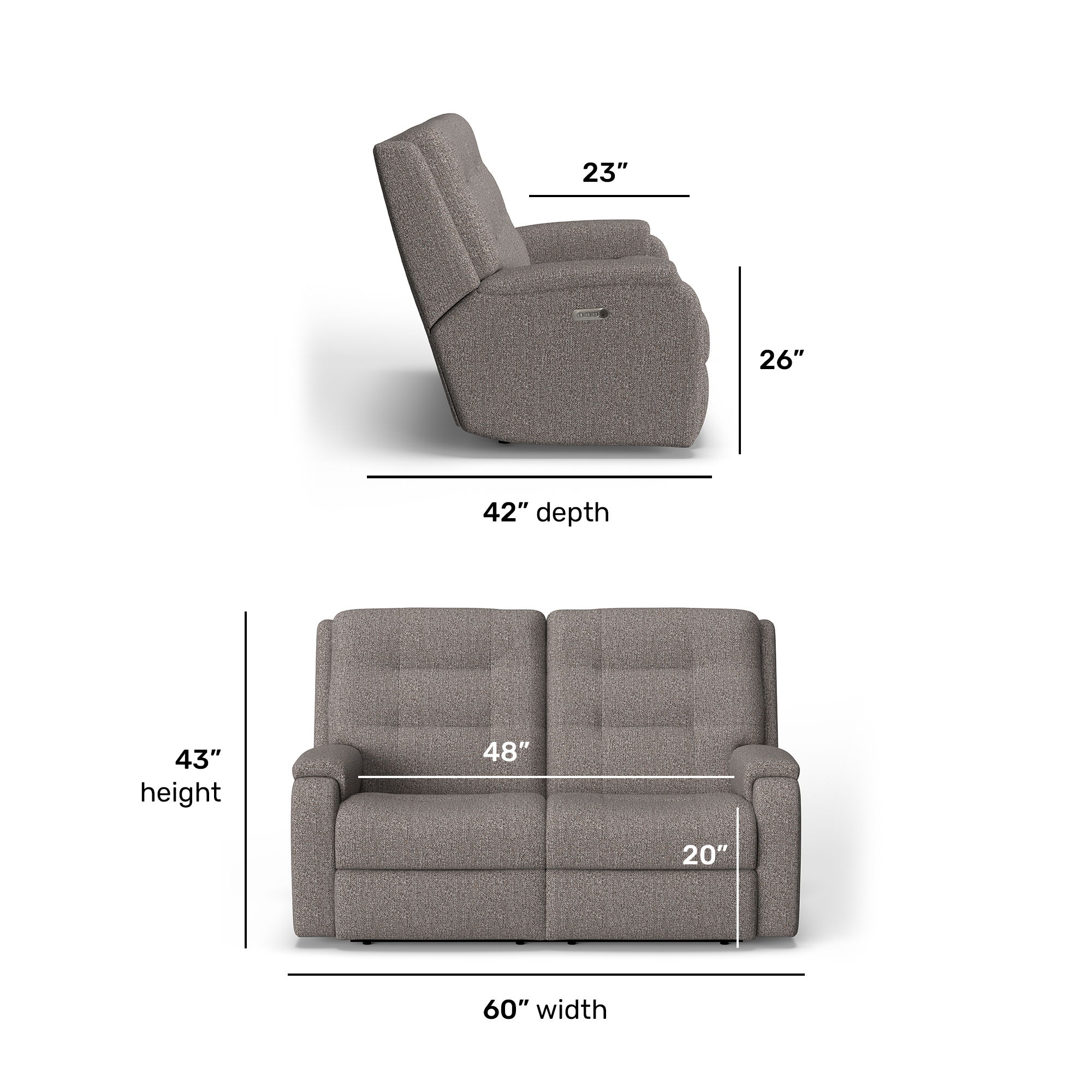 Arlo - Transitional Fabric Reclining Loveseat, dark gray, view 8