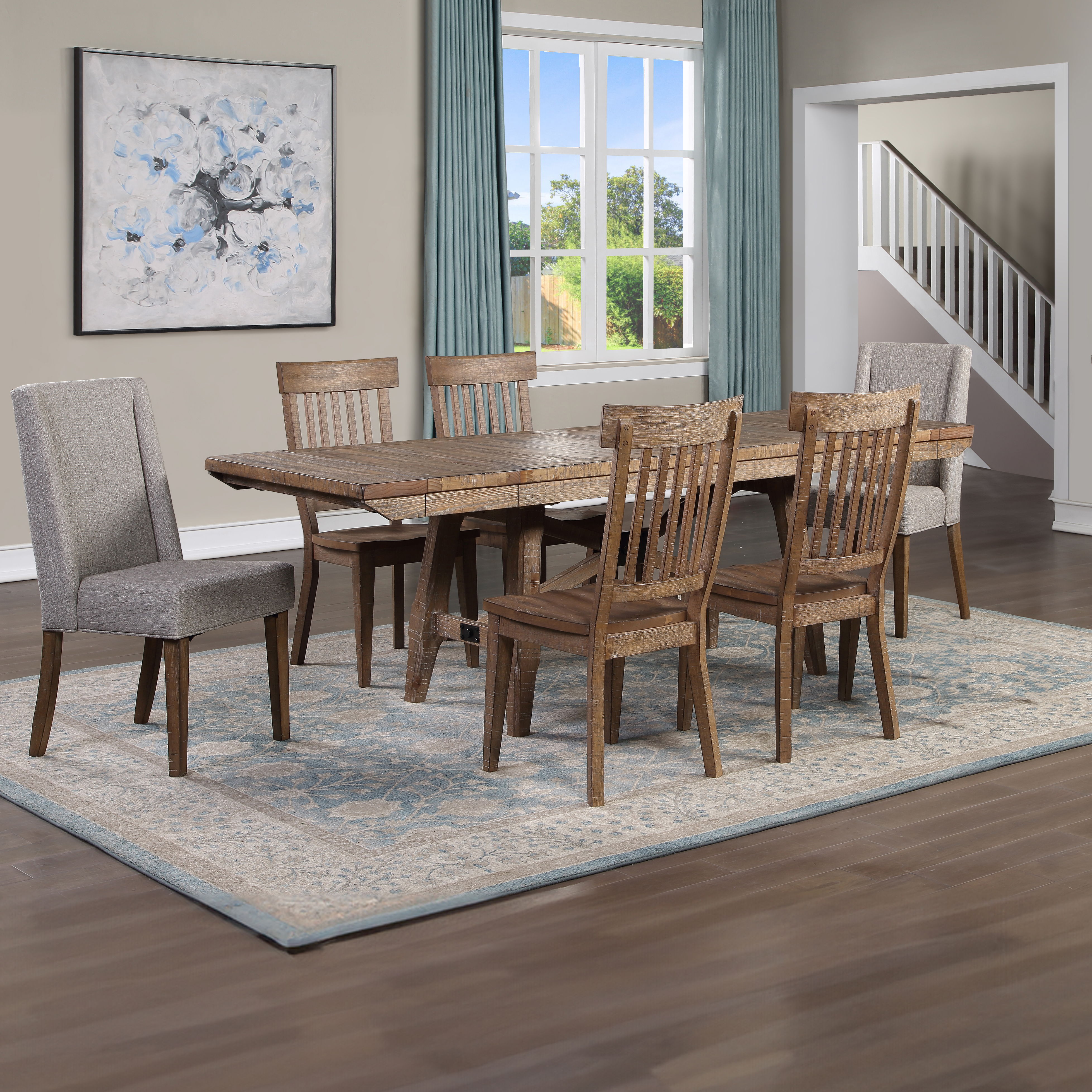 7 Pc · Dining Set With Two Upholstered Chairs