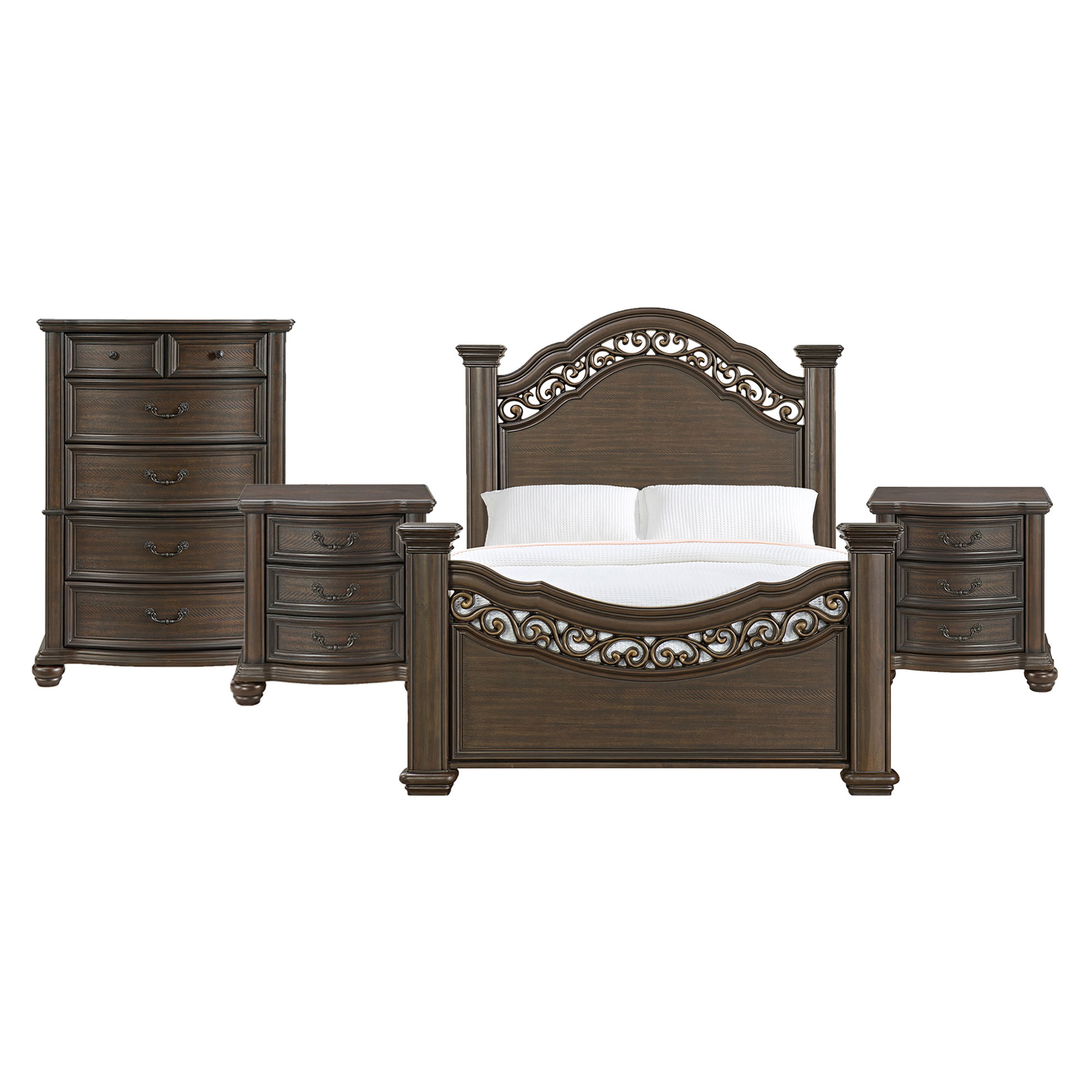 Queen · 4 Pc · Bedroom Set With USB Port