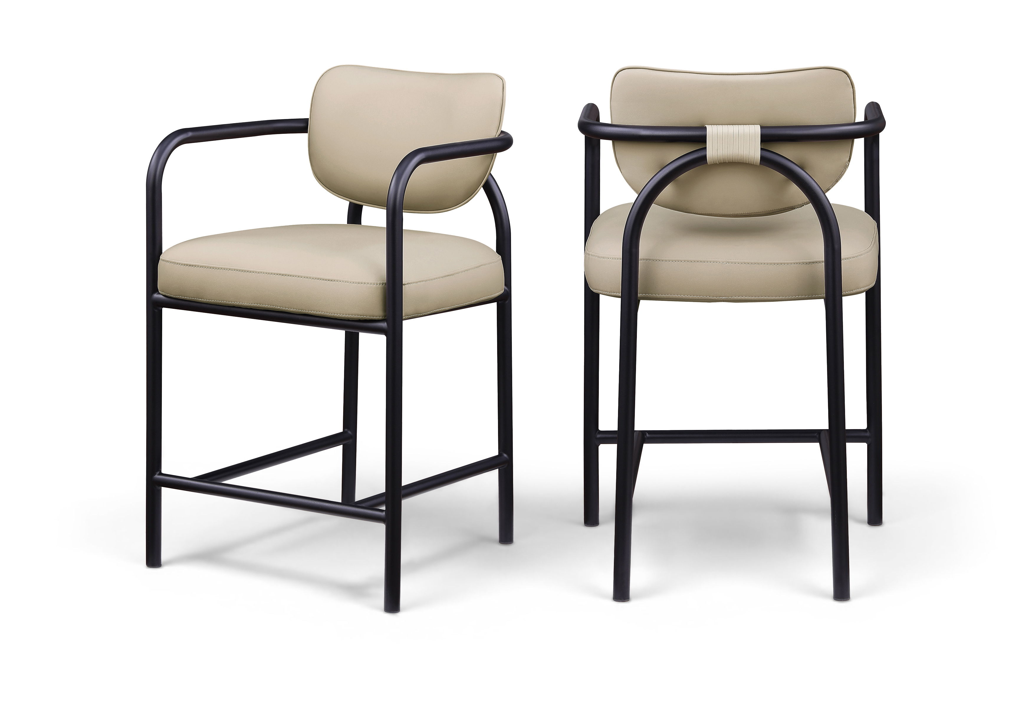 Serava - Vegan Leather Upholstered Counter Stool - Beige