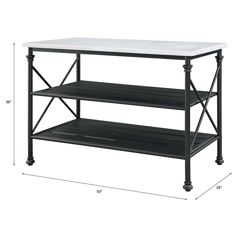Brahm - Kitchen Island - White Marble Top & Gray, dark gray, view 3