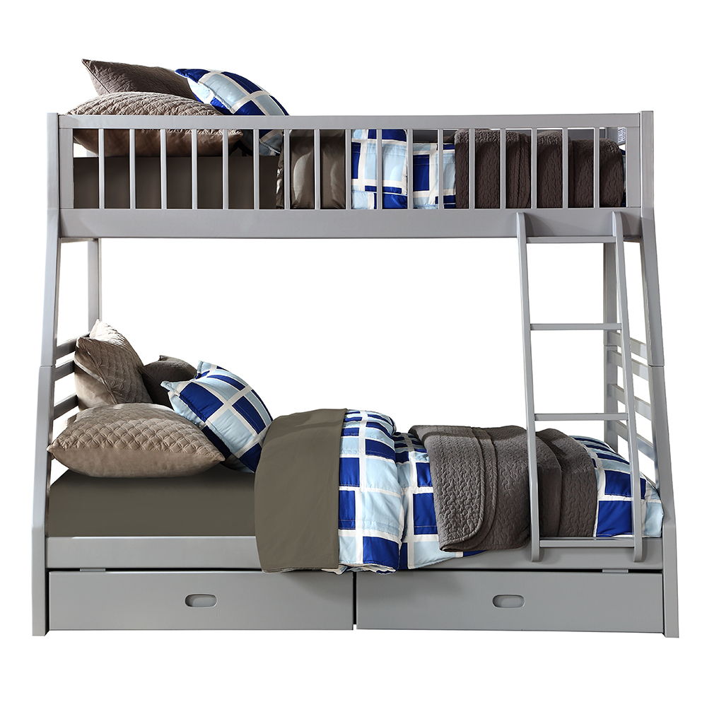 Jason - Twin Over Full Bunk Bed With Storage - Gray, dark gray, view 5