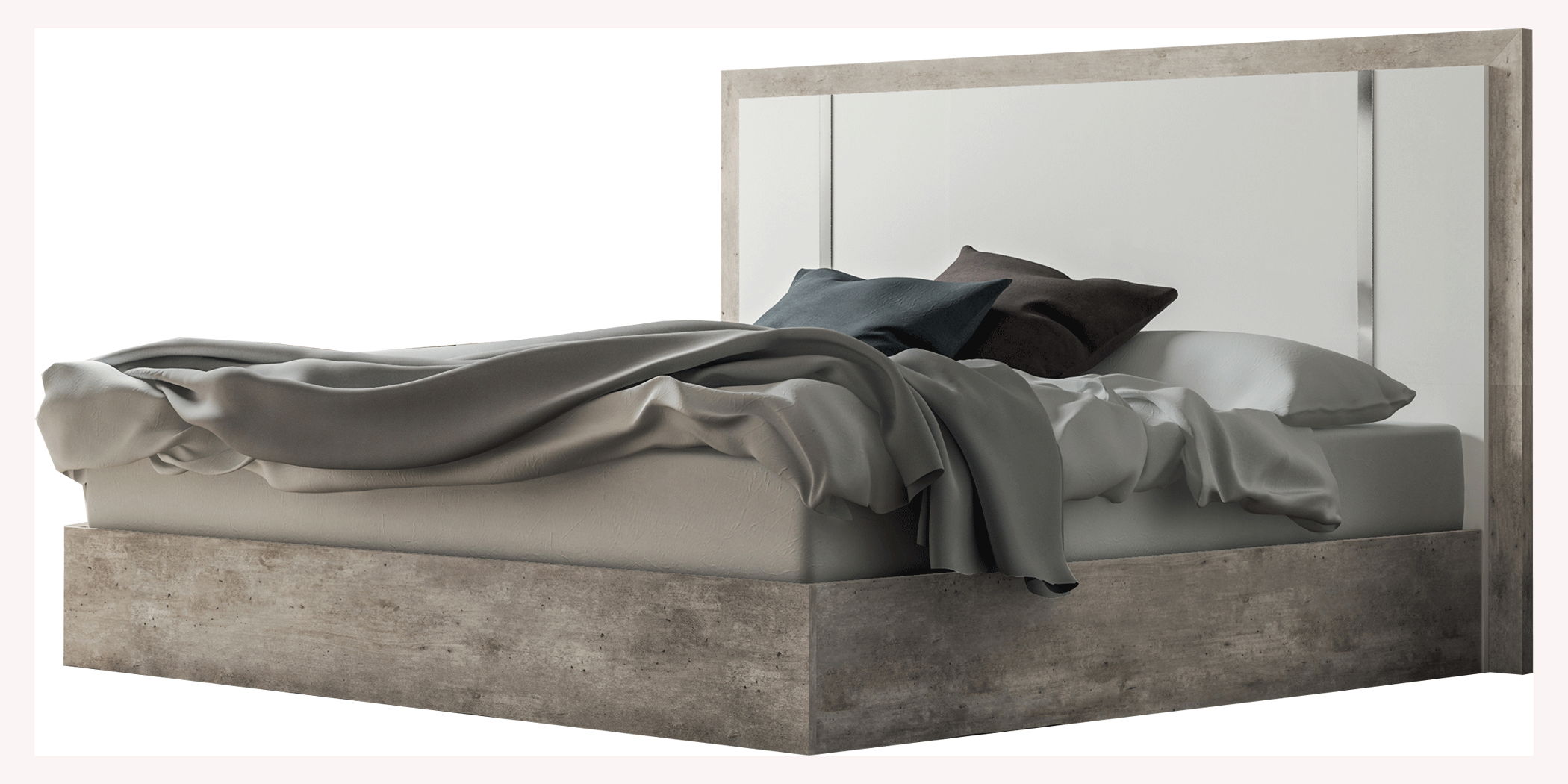 Treviso - King Size Bed - White / Gray
