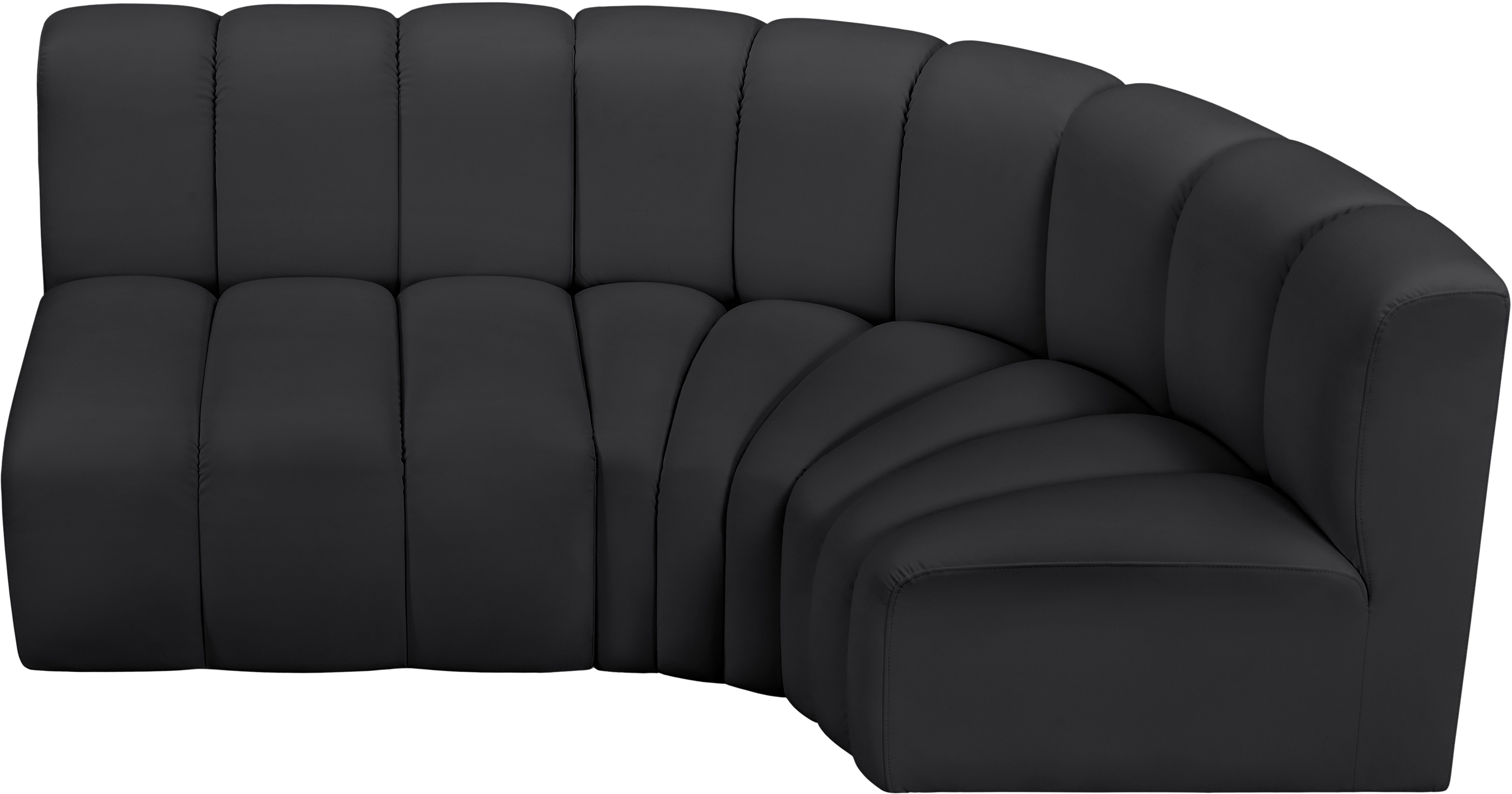 Arc - Faux Leather 3 Piece Sofa - Black