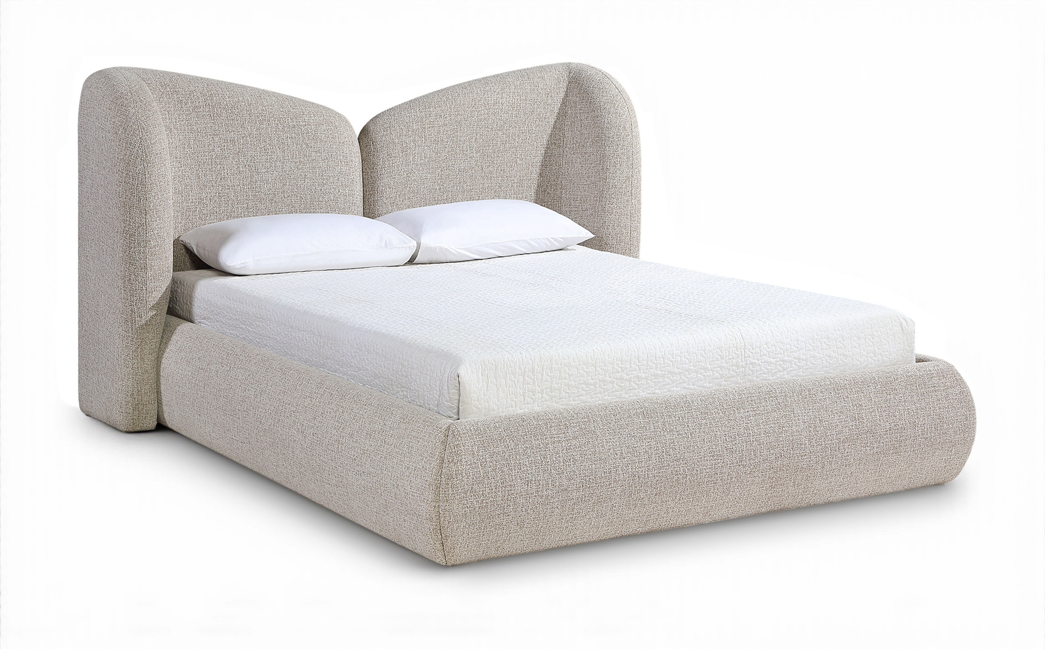 Elowen - Chenille Fabric Upholstered Queen Bed - Beige