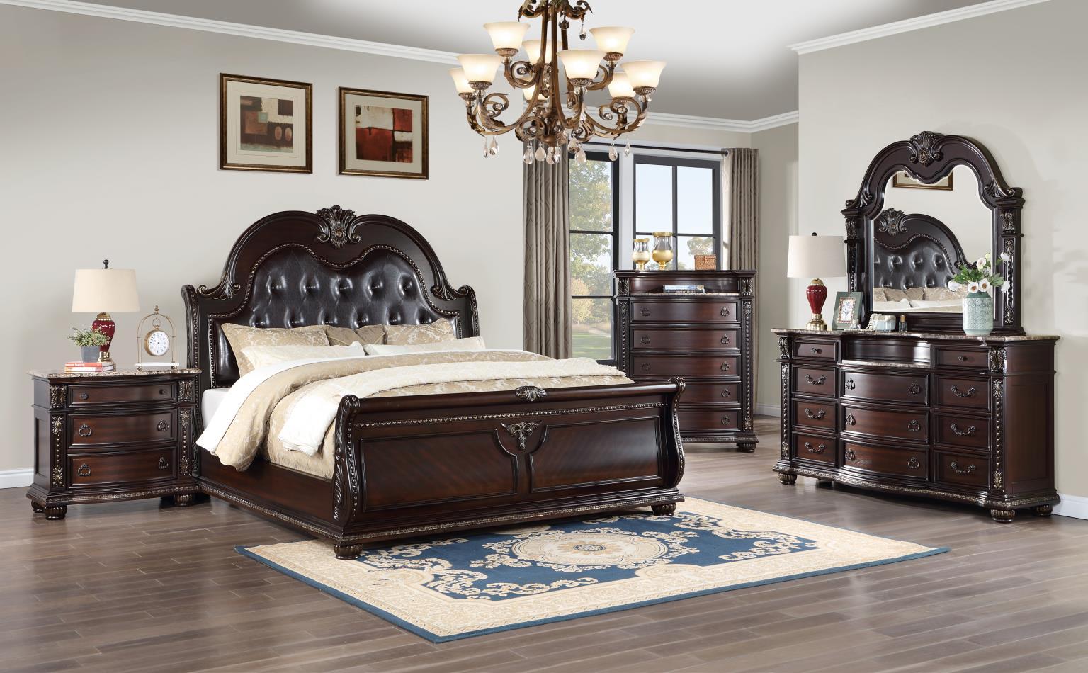 B054 - Queen Bed - Cherry