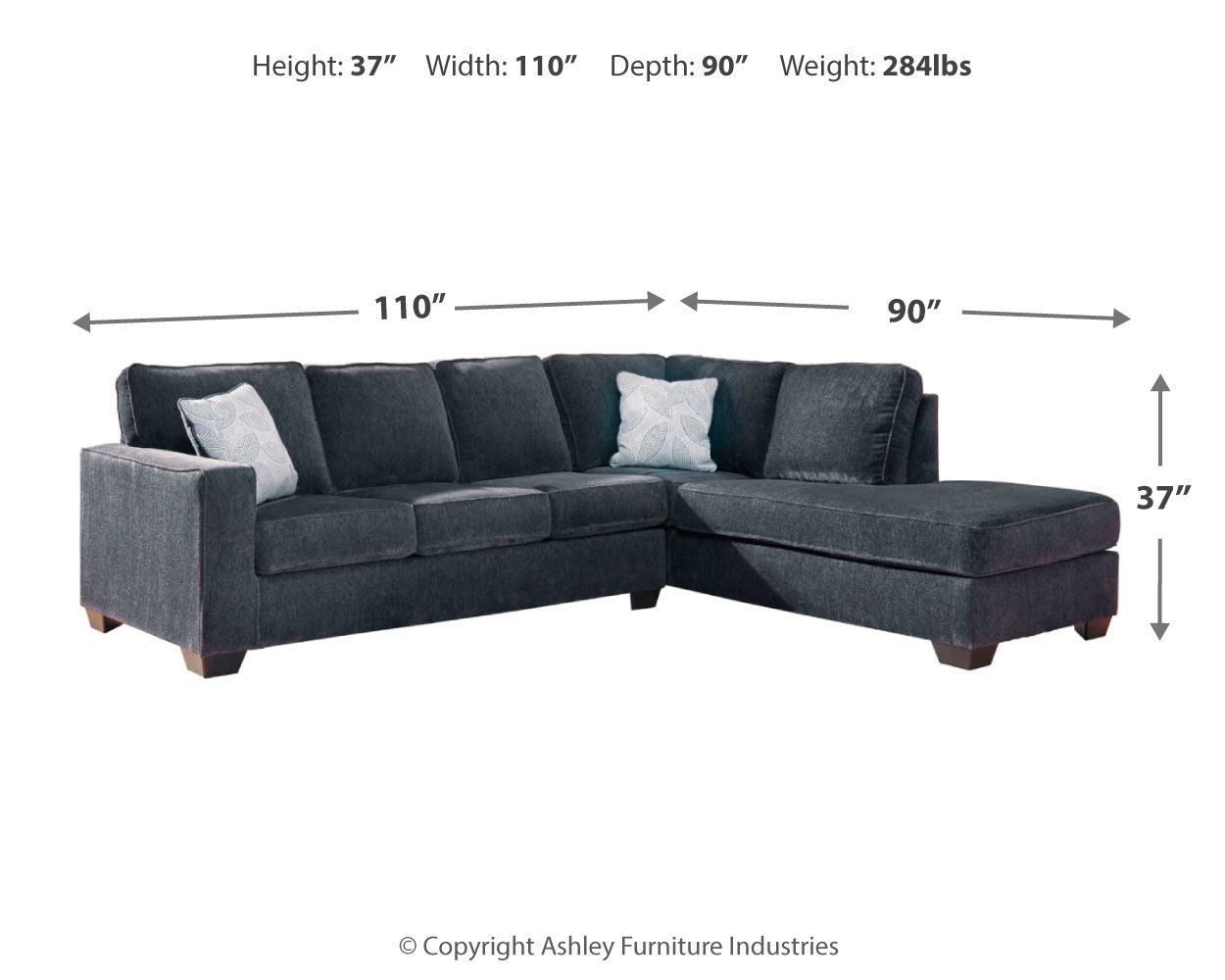 Ashley Furniture Altari - Right Arm Facing Corner Chaise With Sleeper 2 Pc Sectional - Slate - Image 4