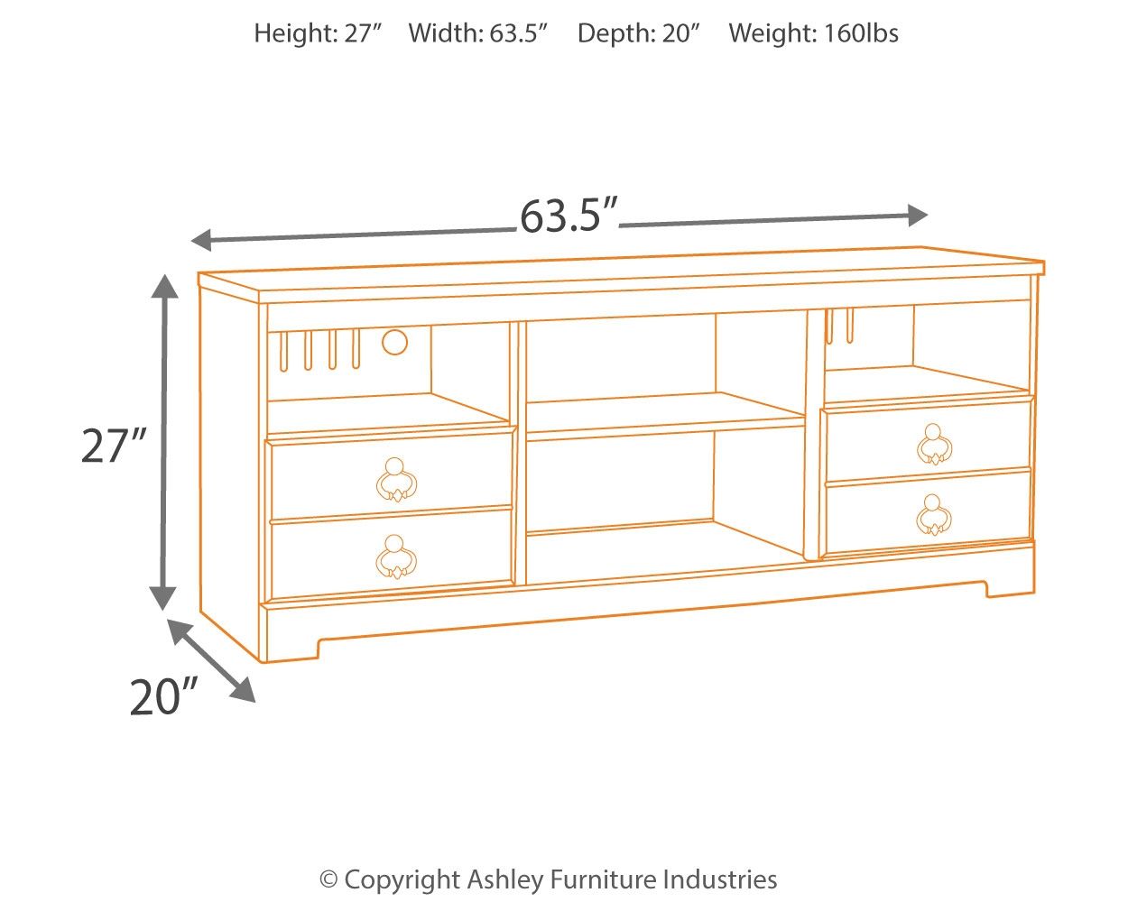 Willowton - 64" TV Stand W/Fireplace Option - Whitewash