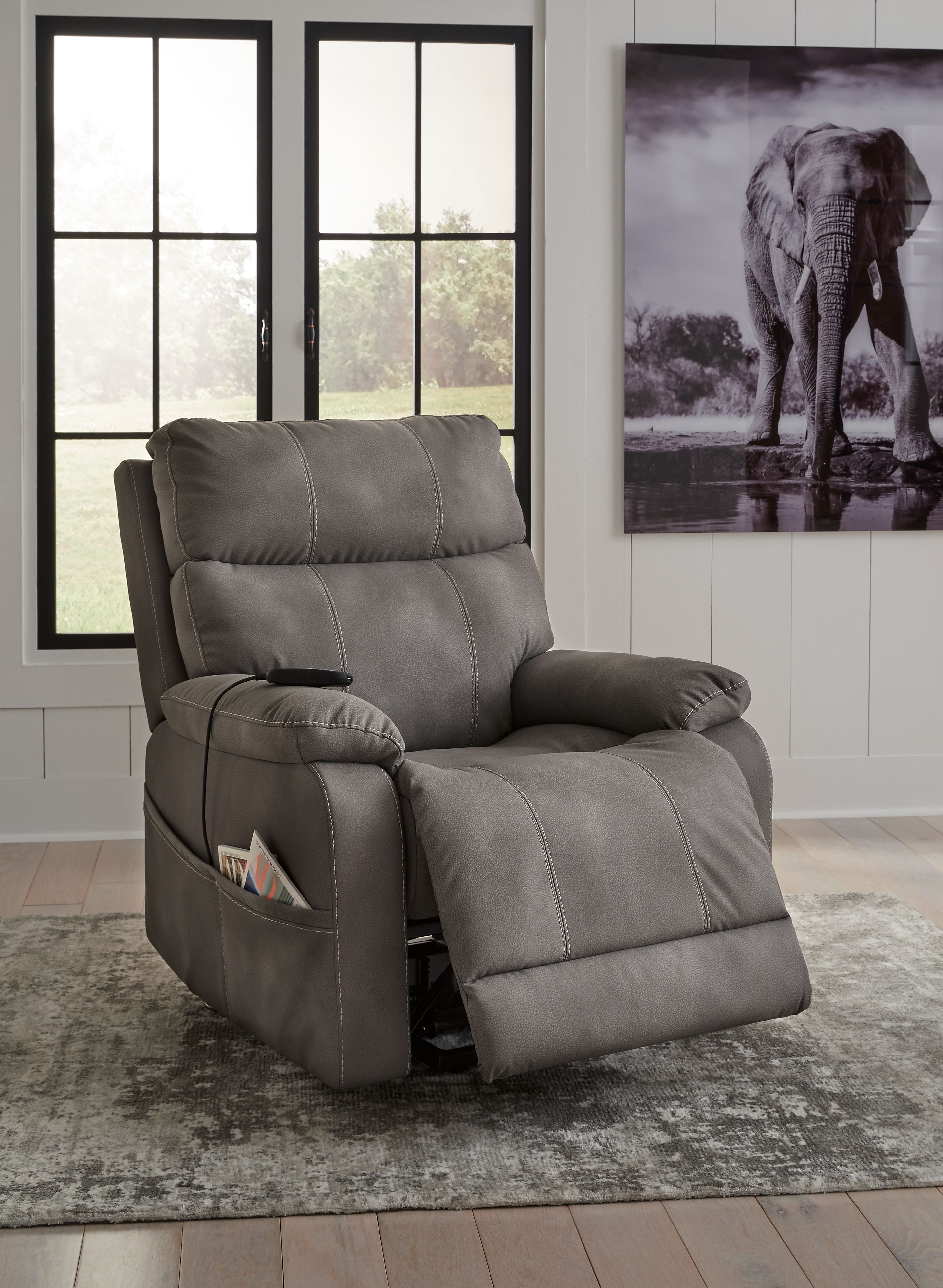Ashley Furniture Next-Gen Durapella - Power Lift Recliner - Slate - Image 9