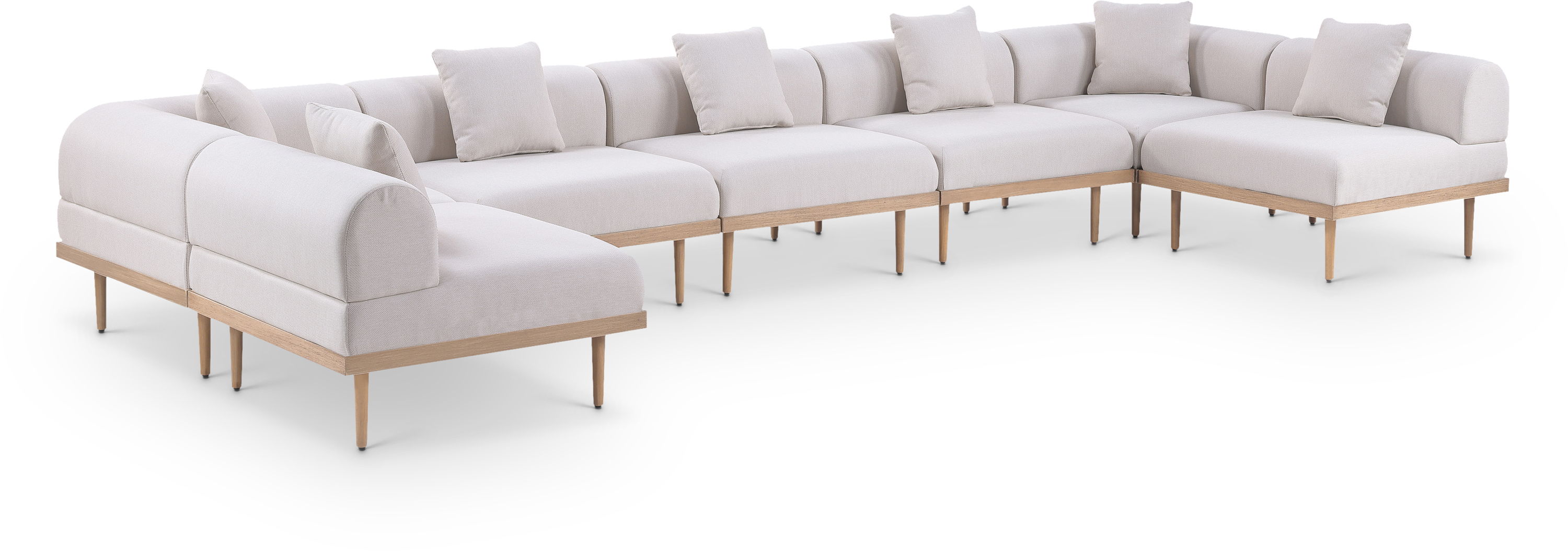 7 Pc · Resilient Water Resistant Fabric 177.5" Upholstered Outdoor Patio Modular Sectional