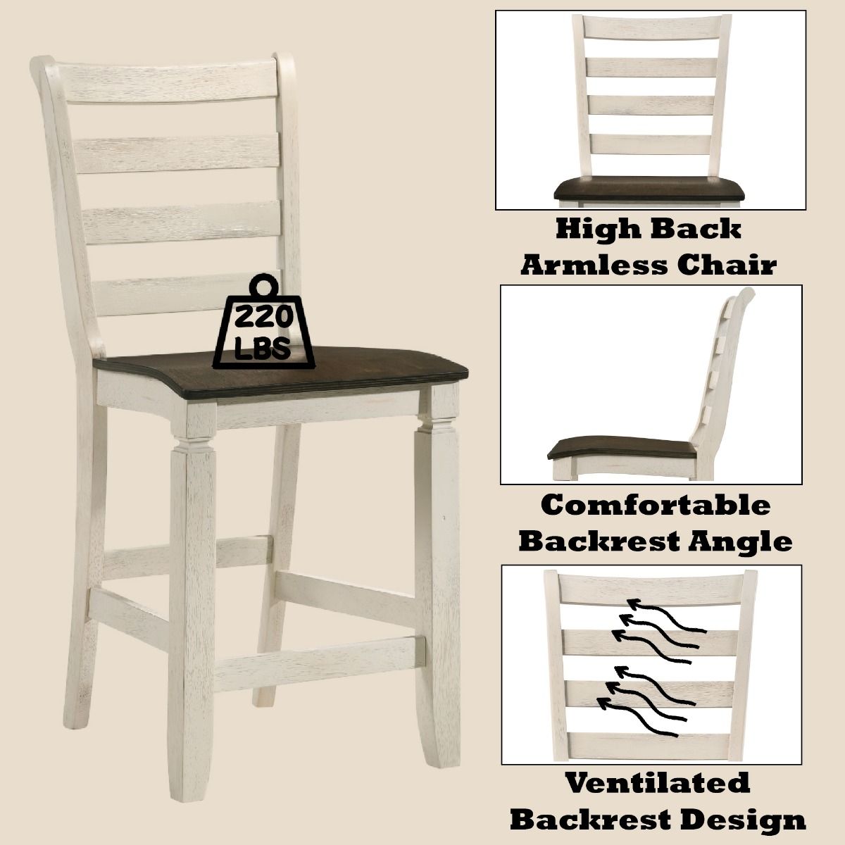 Tasnim - Counter Height Chair (Set of 2) - Oak & Antique White, white, view 8
