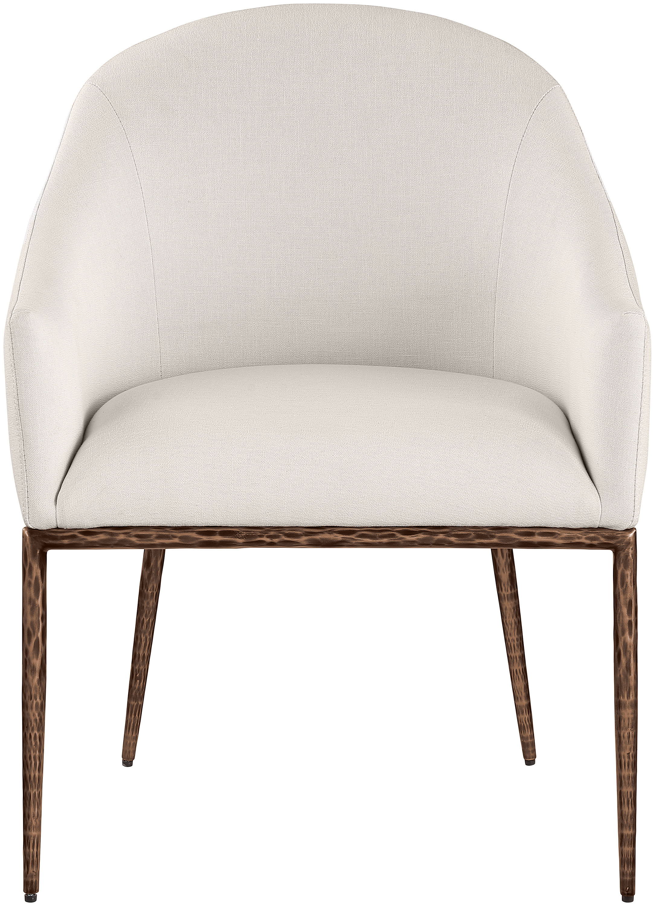 Ferro - Linen Textured Performance Fabric Upholstered Dining Arm Chair - Beige / Brushed Bronze
