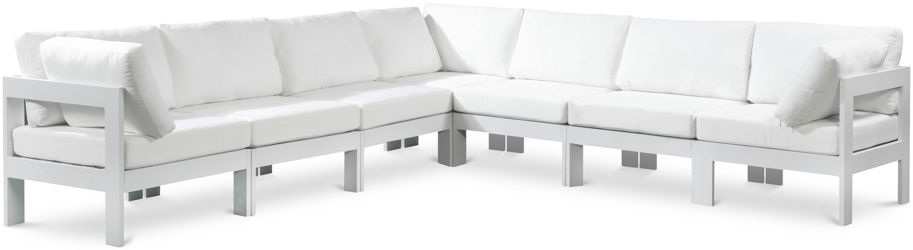 Nizuc - Outdoor Patio 7 Piece Modular Corner Sectional With White Frame - White