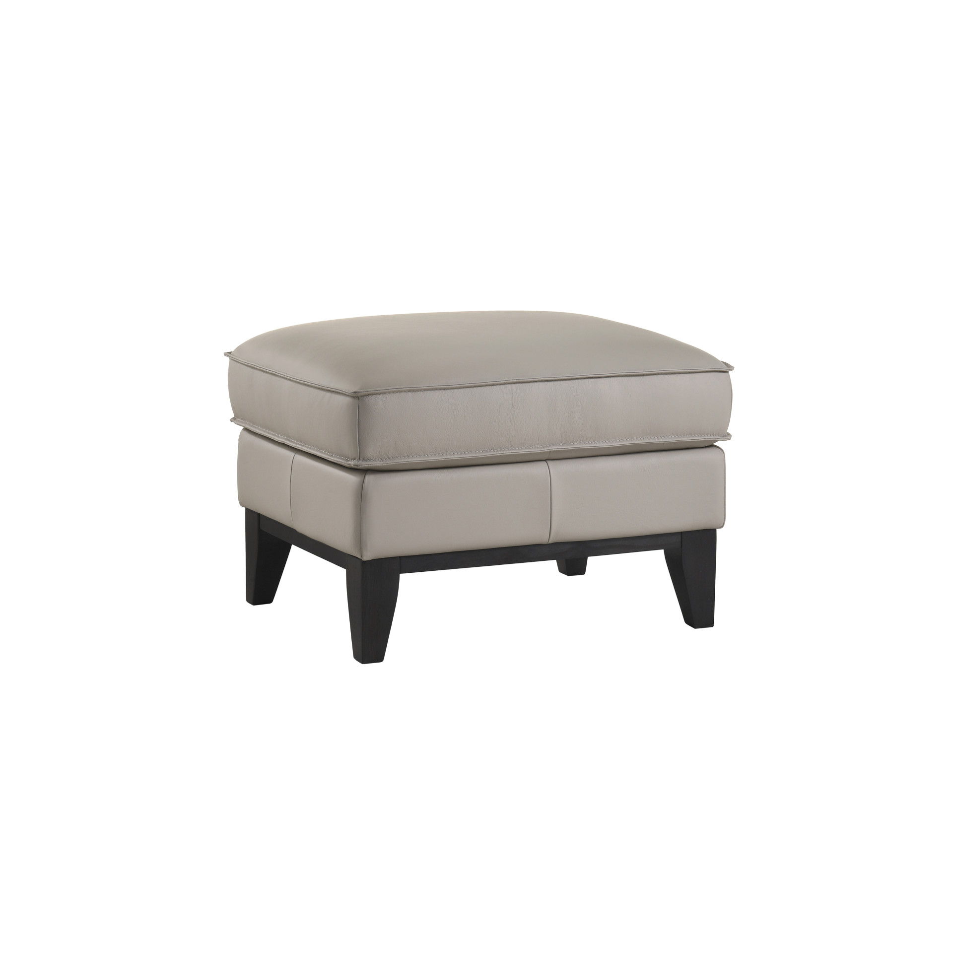 Aaron - Leather Ottoman - Mist Gray, gray