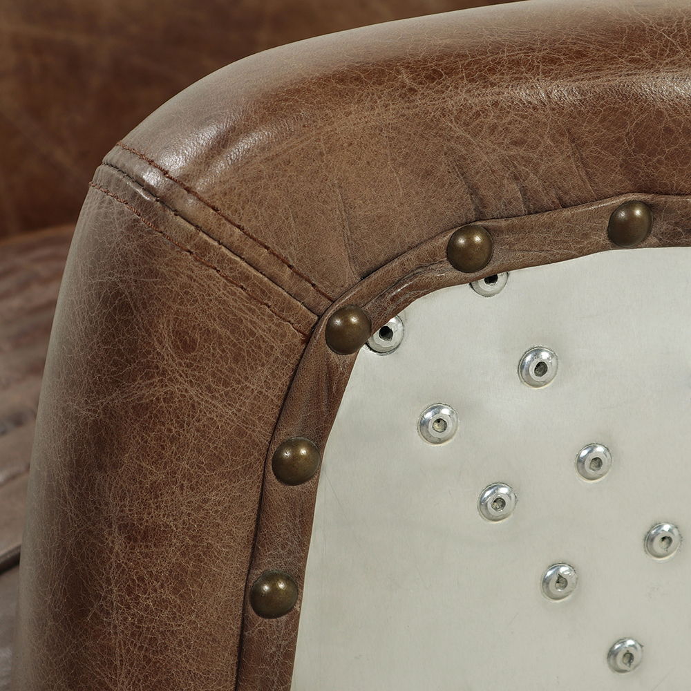 Brancaster - Loveseat - Retro Brown Top Grain Leather & Aluminum, light brown, view 6