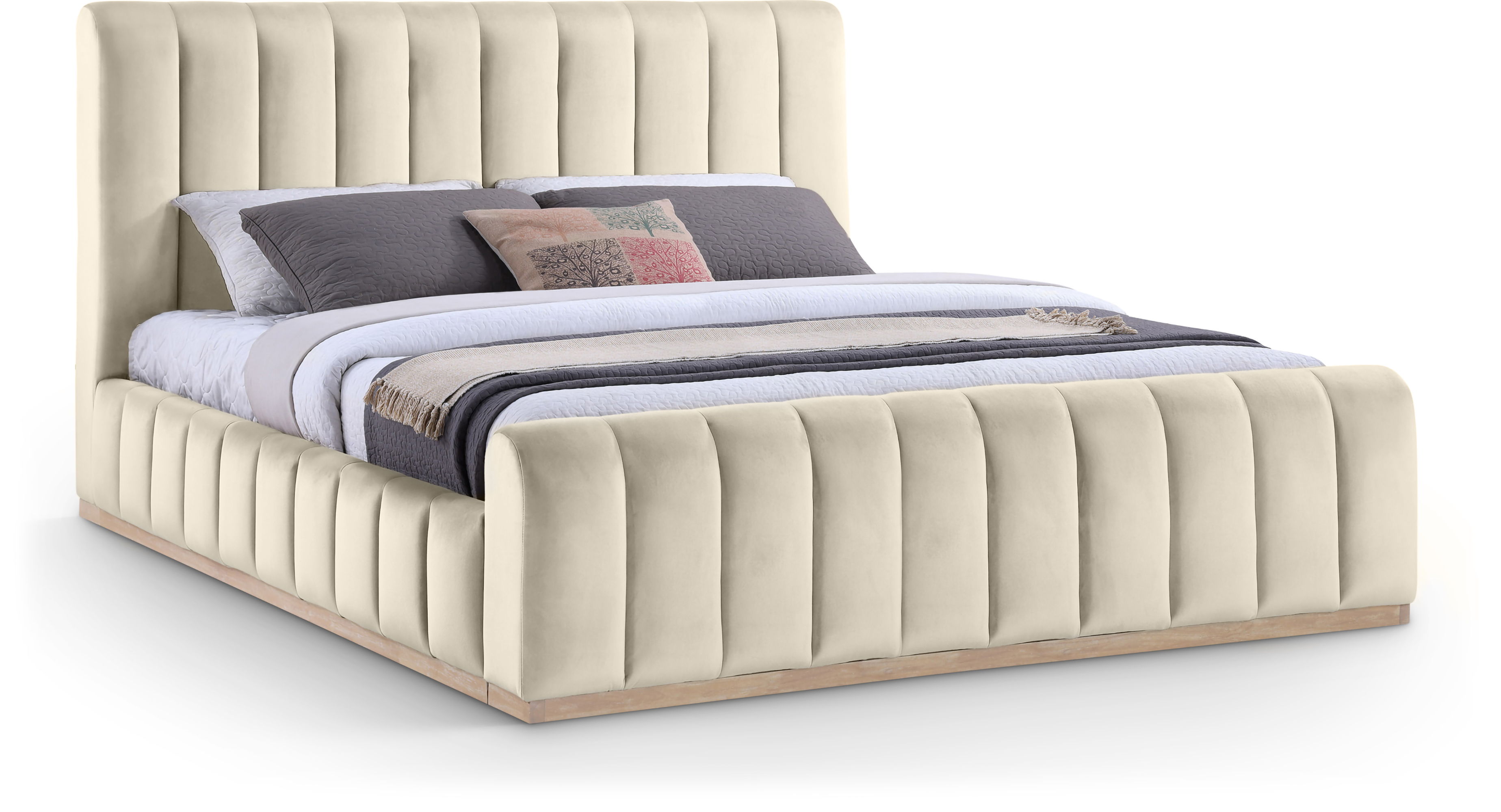 Amara - Velvet King Bed - Cream