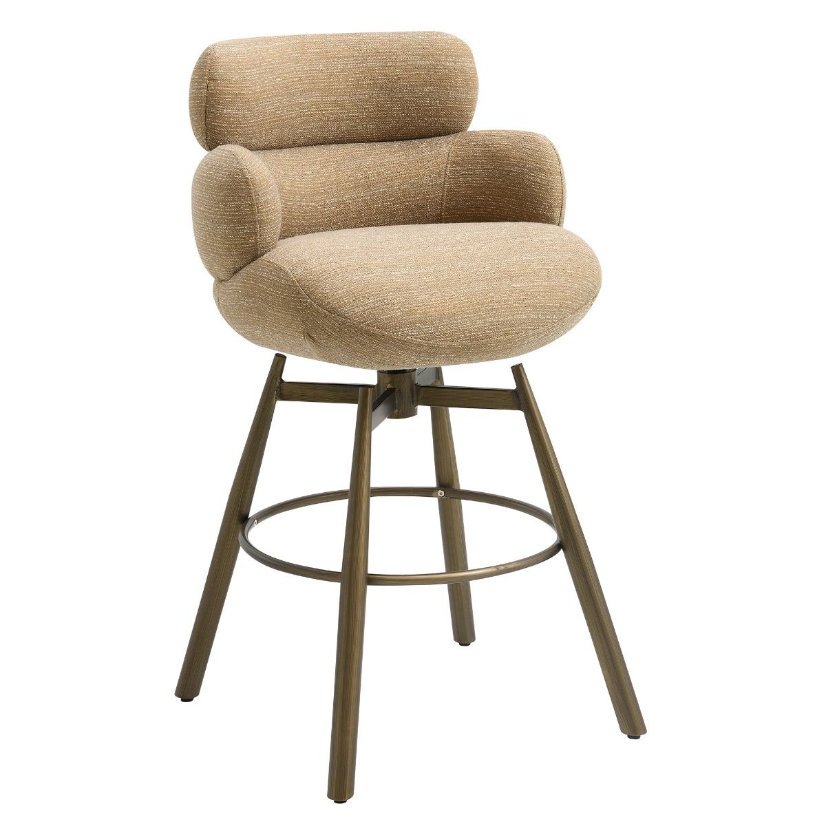 Jena - Counter Height Chair With Swivel - Taupe & Bronze, light brown, view 2