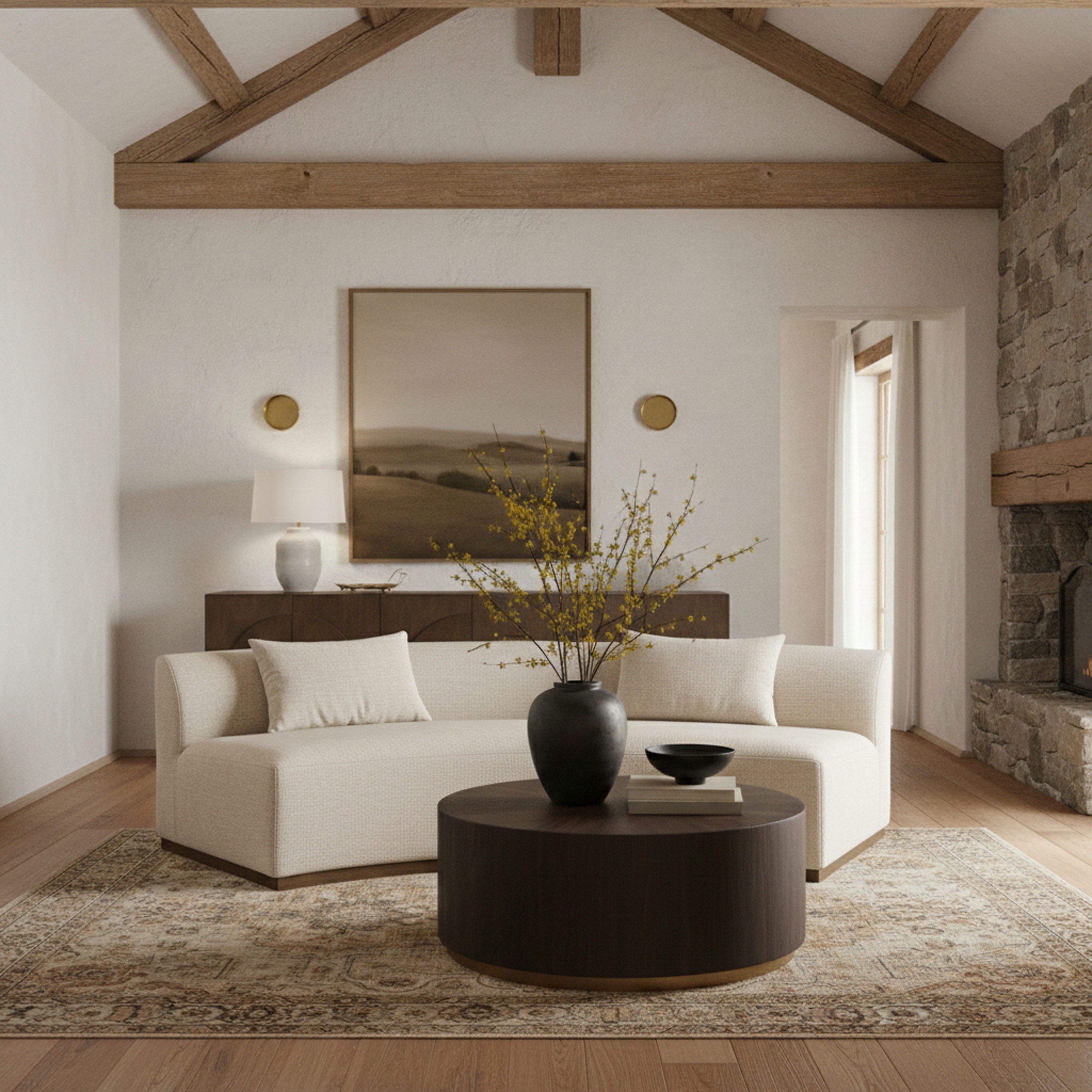 Avanti - 104" Chenille Fabric Upholstered Sofa - Beige