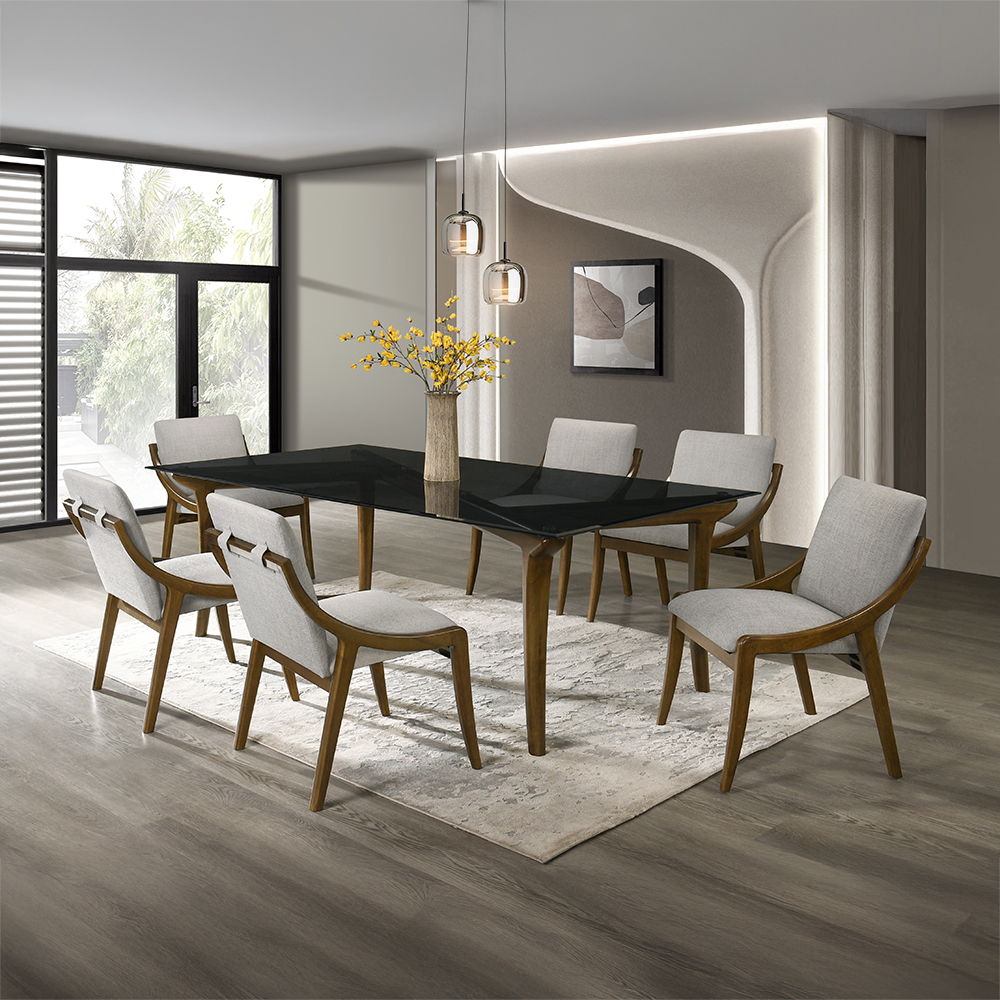 Danzel - Dining Table With Glass Top - Vintage Oak, dark brown, view 7