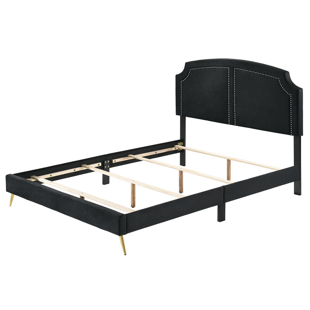 Zeena - Eastern King Bed - Black Velvet, black, view 2