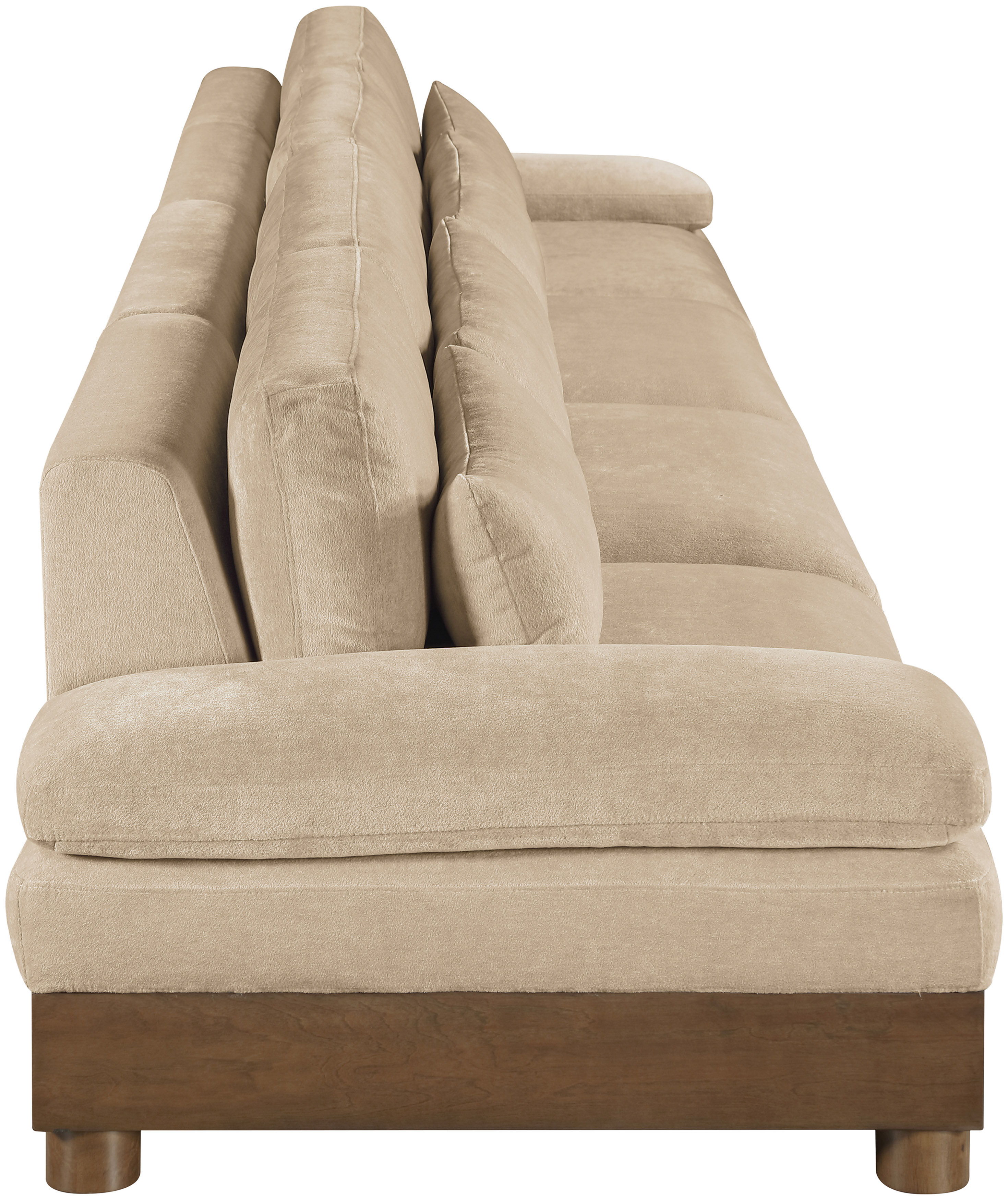 Turin - 175.5" Chenille Fabric Upholstered 4 Piece Modular Sofa - Beige / Brown Walnut