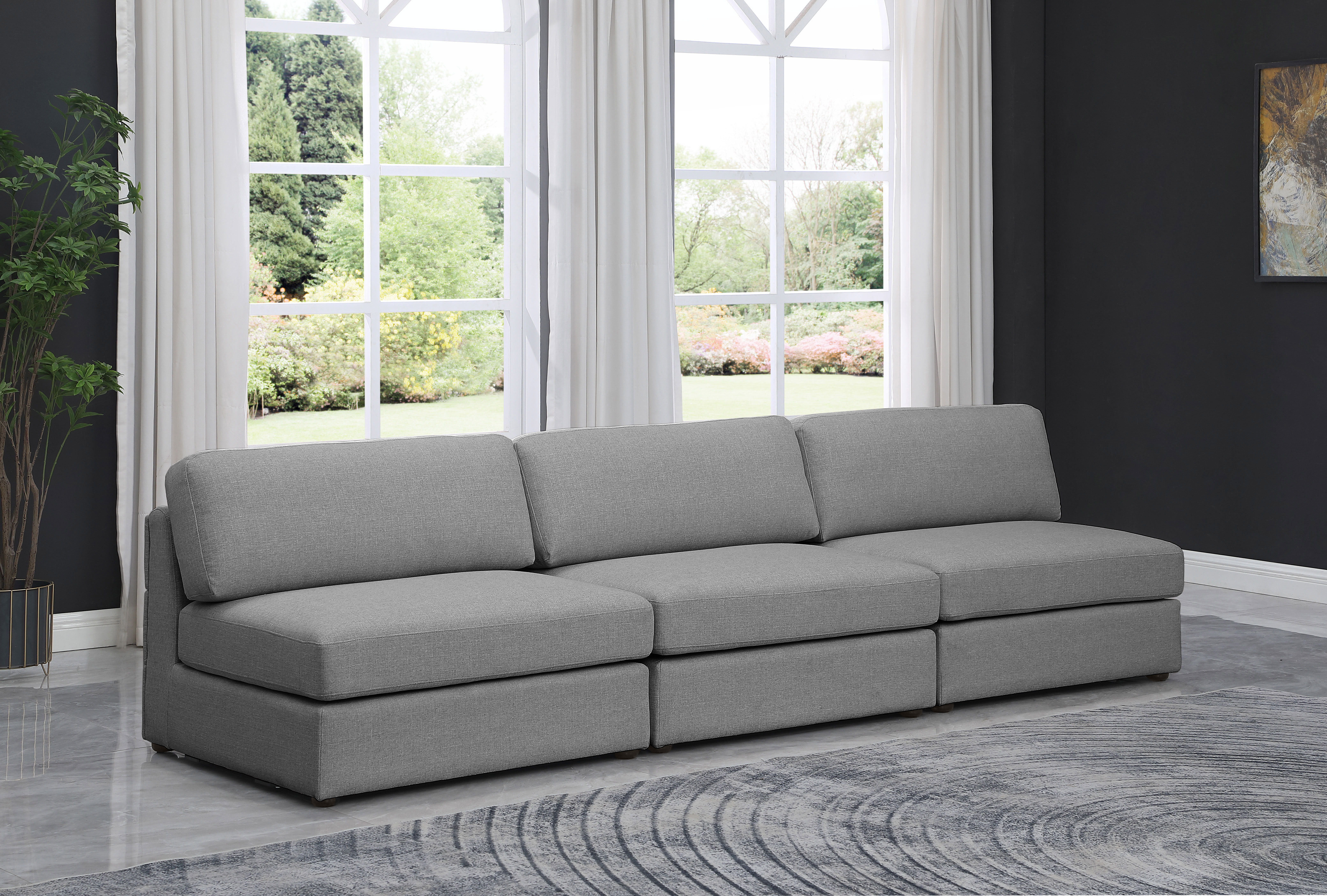 Beckham - Modular 3 Piece Armless Sofa - Gray
