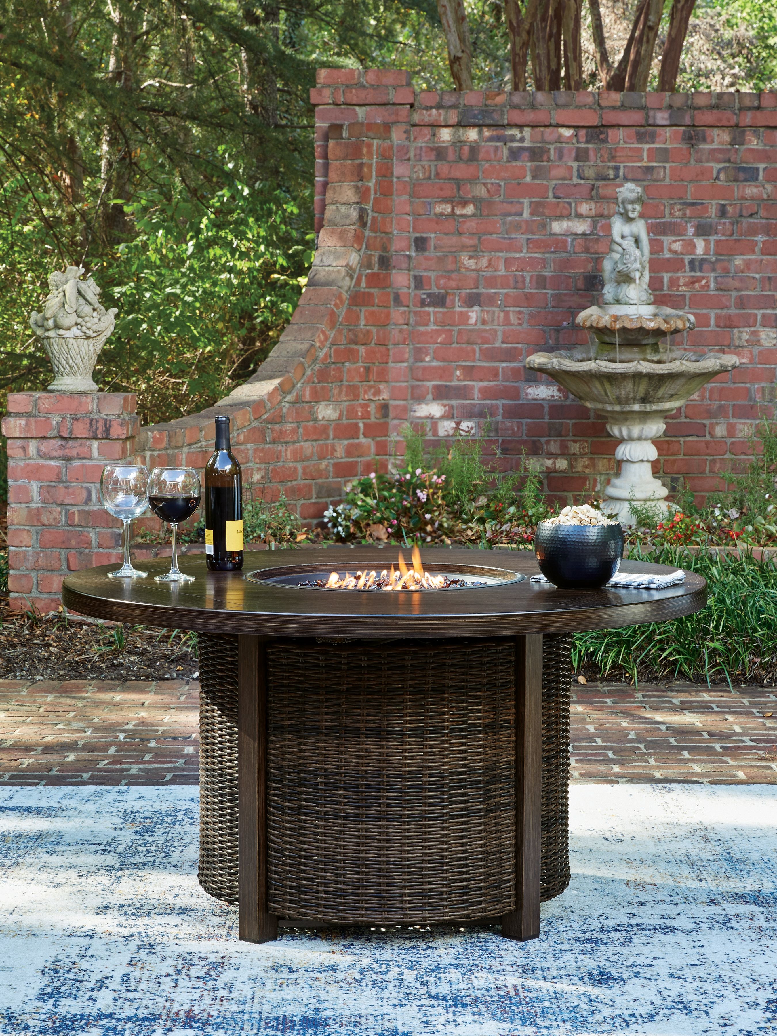 Ashley Furniture Monterey Point - Round Fire Pit Table - Dark Brown - Image 2