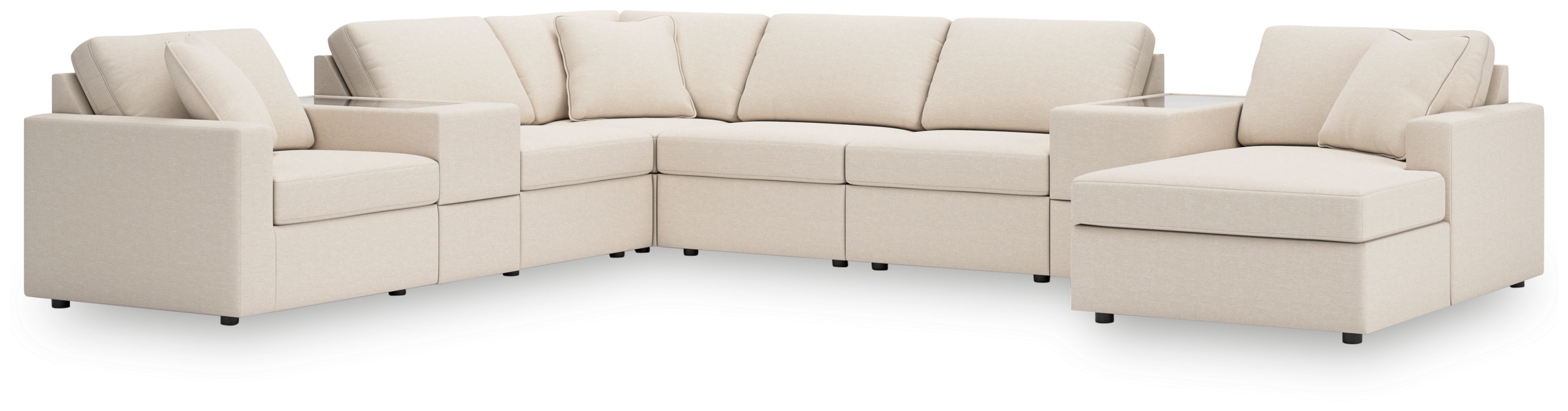 8 Pc · Sectional With Raf Corner Chaise And Storage Consoles